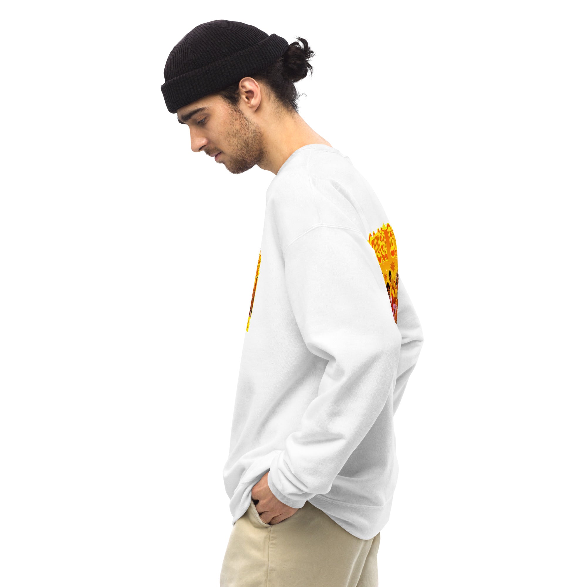 Sweat Unisexe à Col Rond Roller Disco 1975 sur couleurs claires (face & dos)