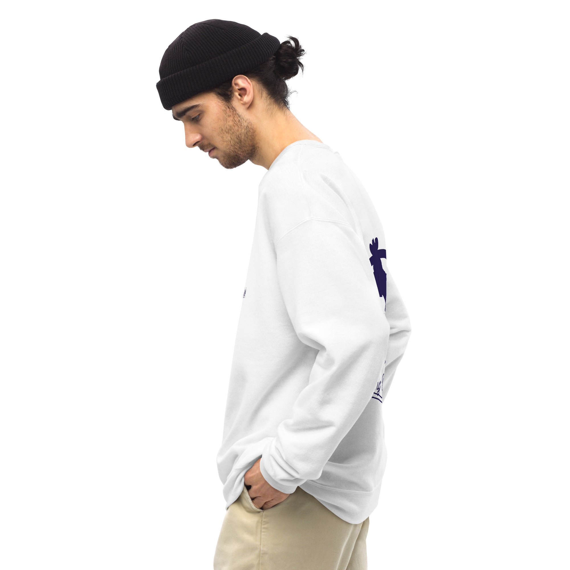 Sweat Unisexe à Col Rond Skiing Cowboy & Ski Fight at OK Corral Silhouette sur couleurs claires (face & dos)