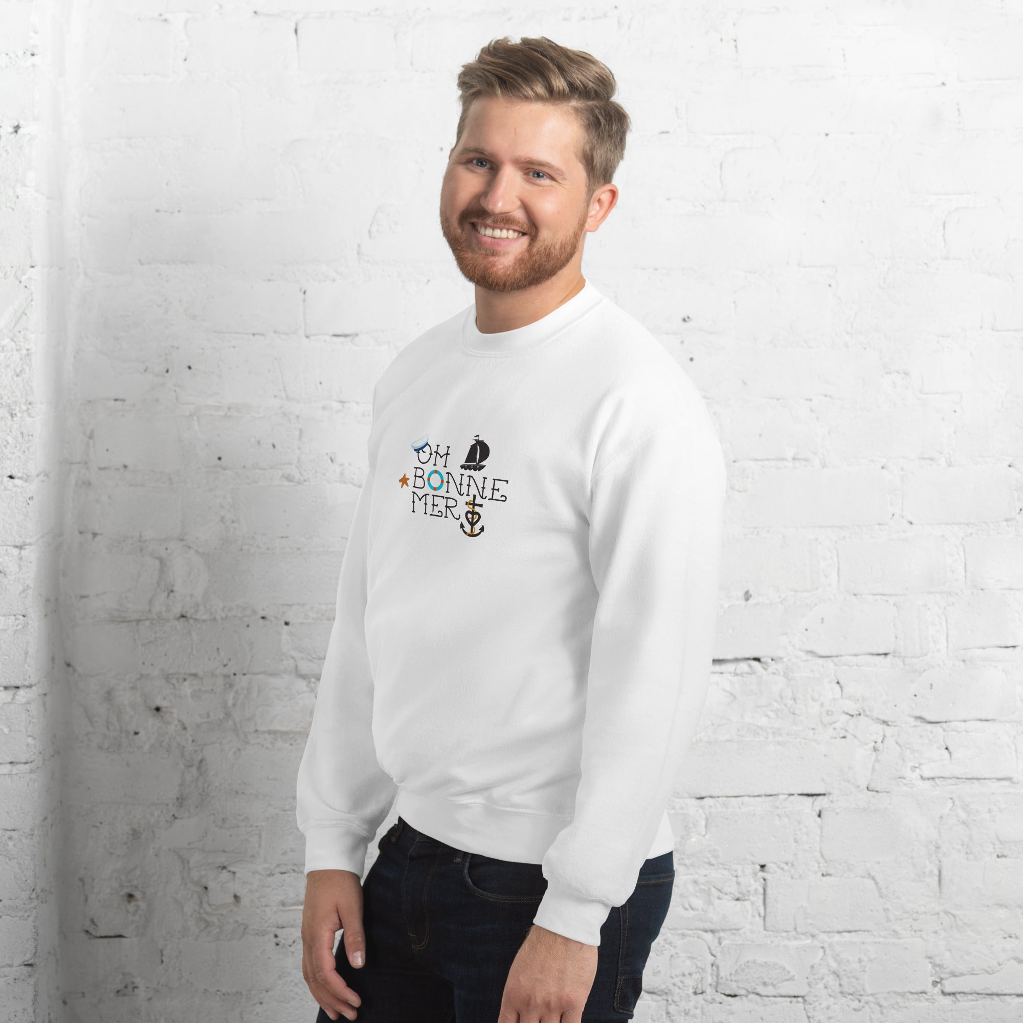 Sweat Unisexe à Col Rond Oh Bonne Mer 3 sur couleurs claires