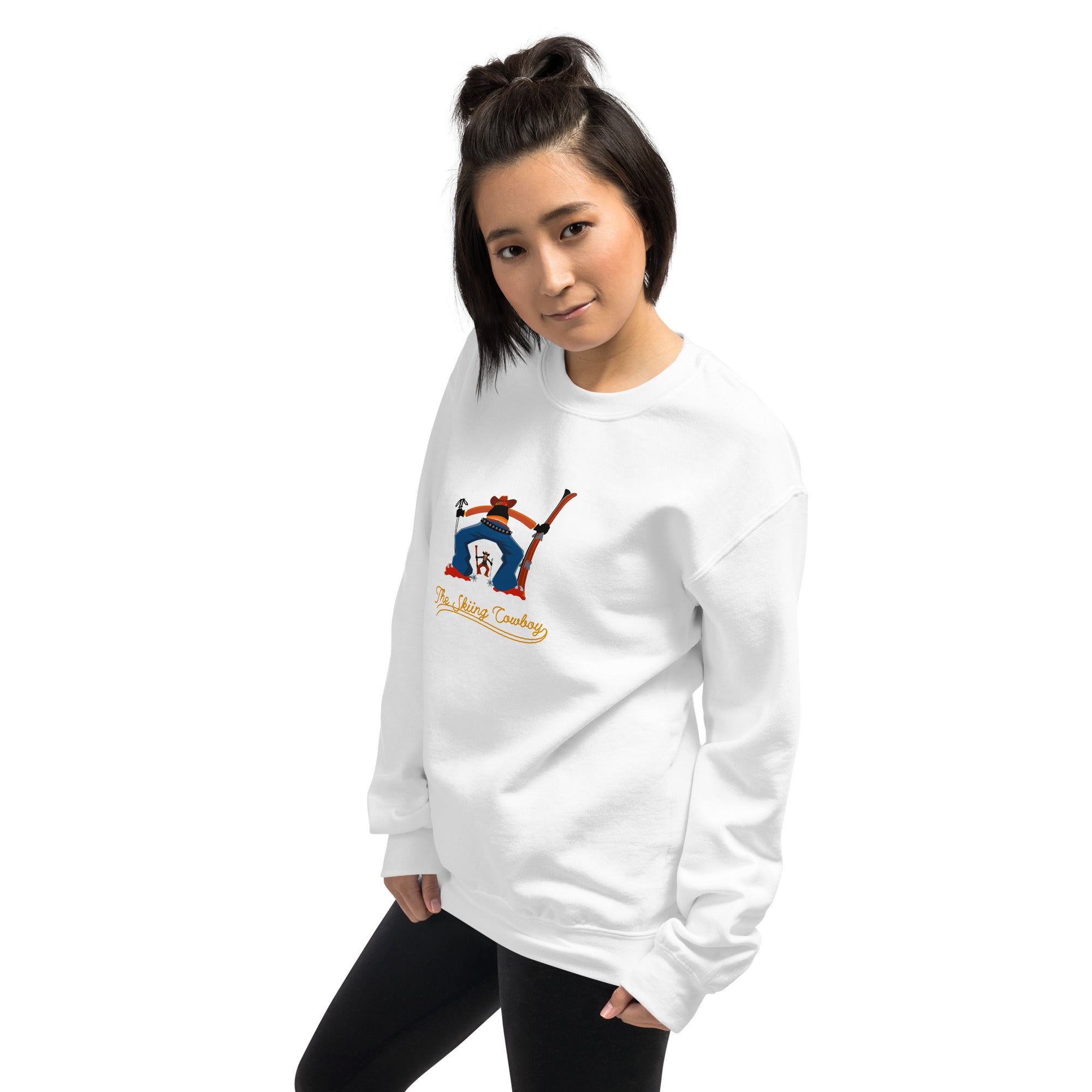 Sweat Unisexe à Col Rond Ski Fight at OK Corral Outline sur couleurs claires