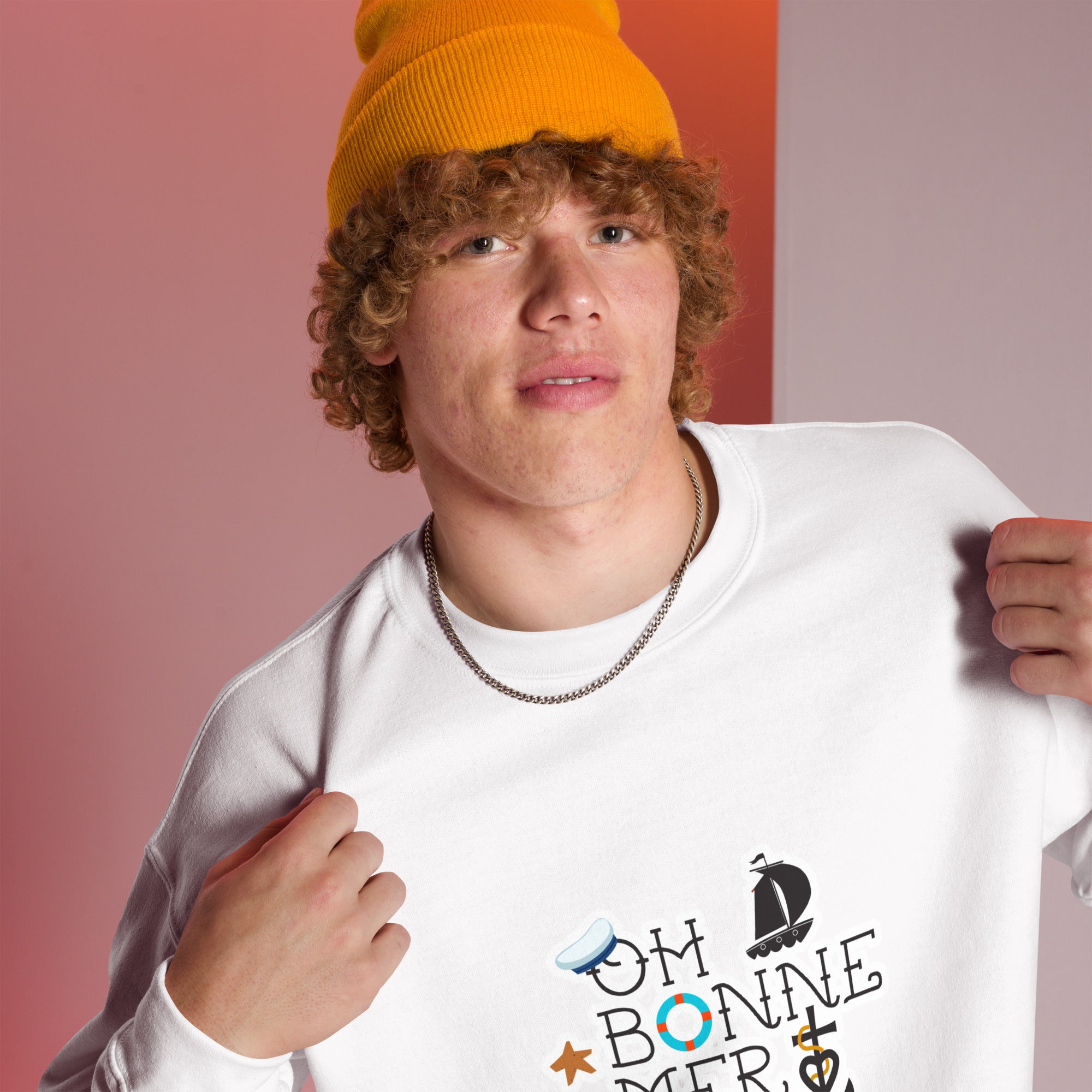 Sweat Unisexe à Col Rond Oh Bonne Mer 3 sur couleurs claires