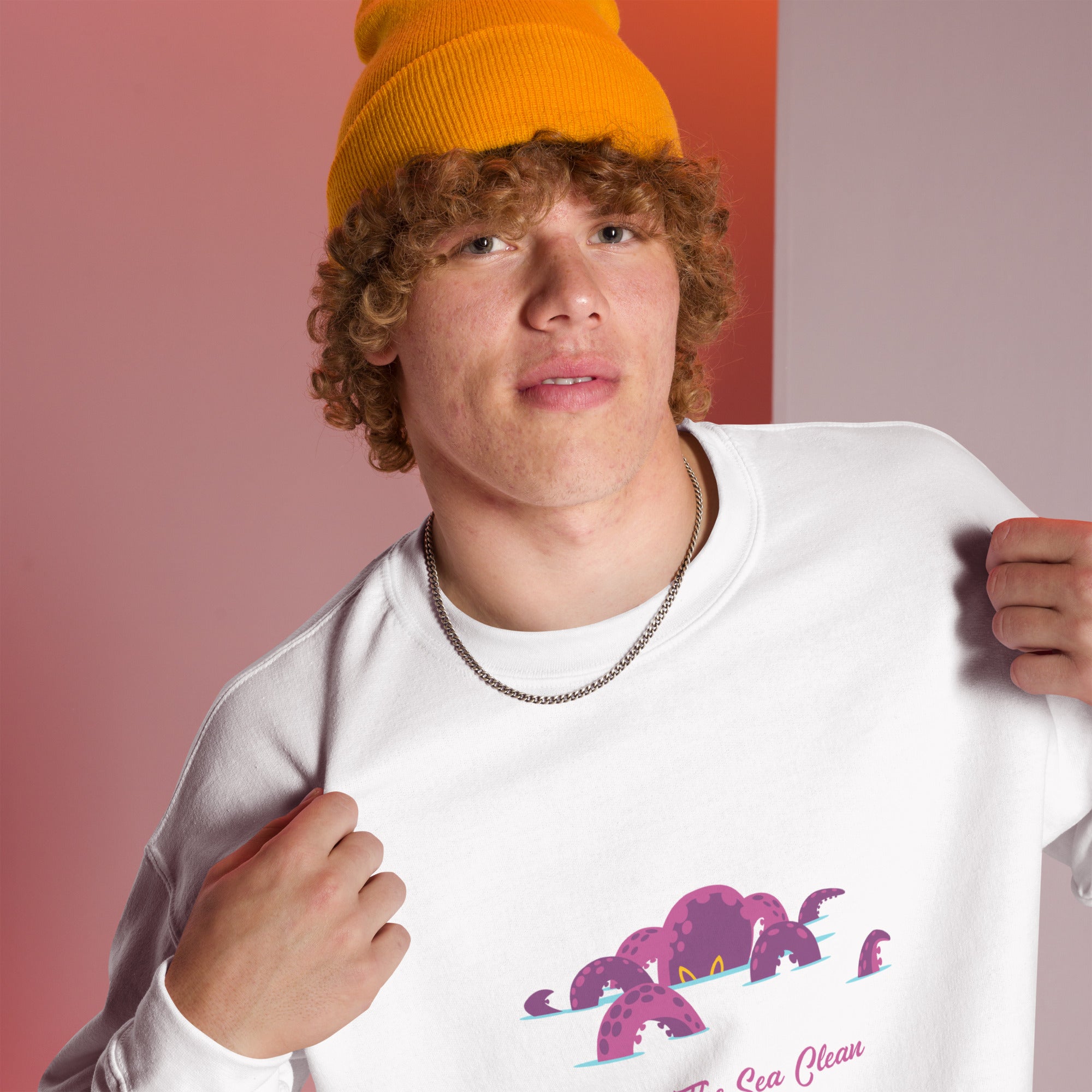 Sweat Unisexe à Col Rond Octopus Purple sur couleurs claires