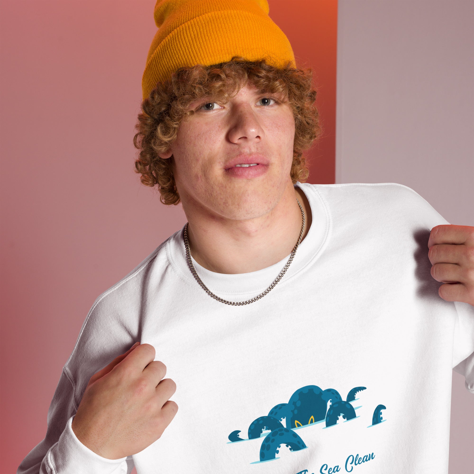Sweat Unisexe à Col Rond Octopus Blue sur couleurs claires