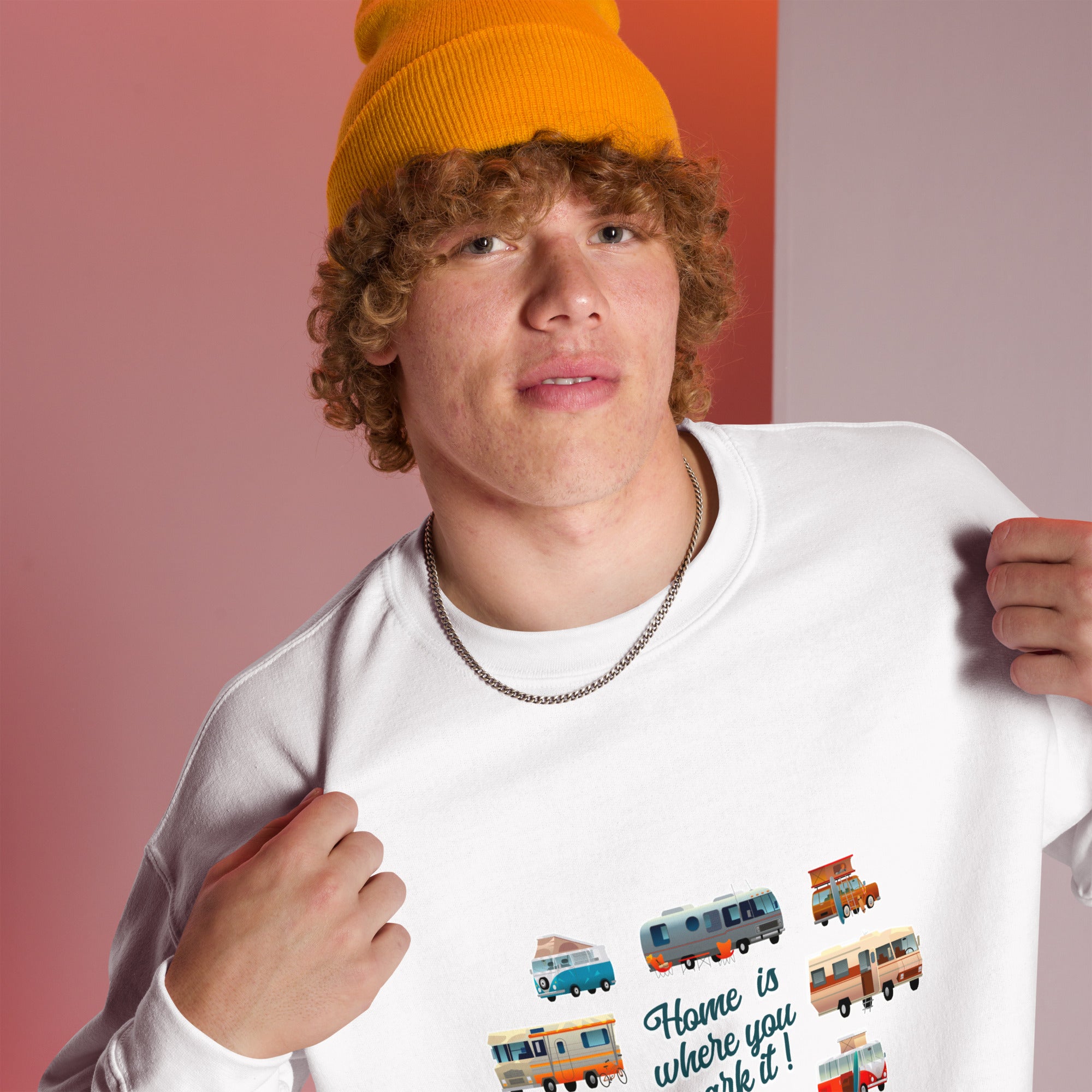 Sweat Unisexe à Col Rond Square Vintage Campers sur couleurs claires