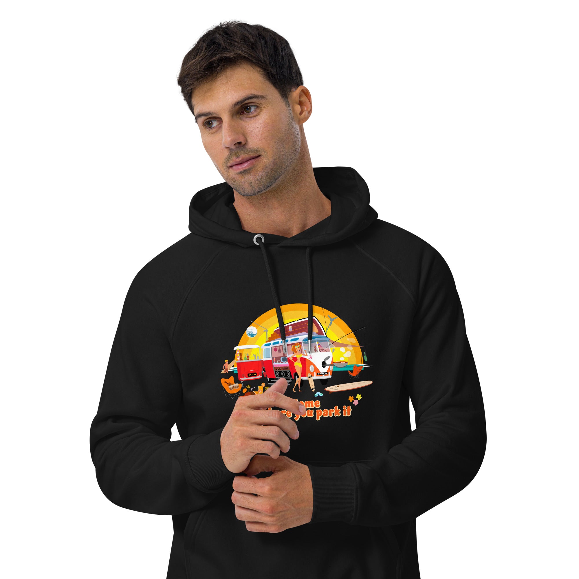 Unisex eco raglan hoodie Ultra Combi Home is where you park it