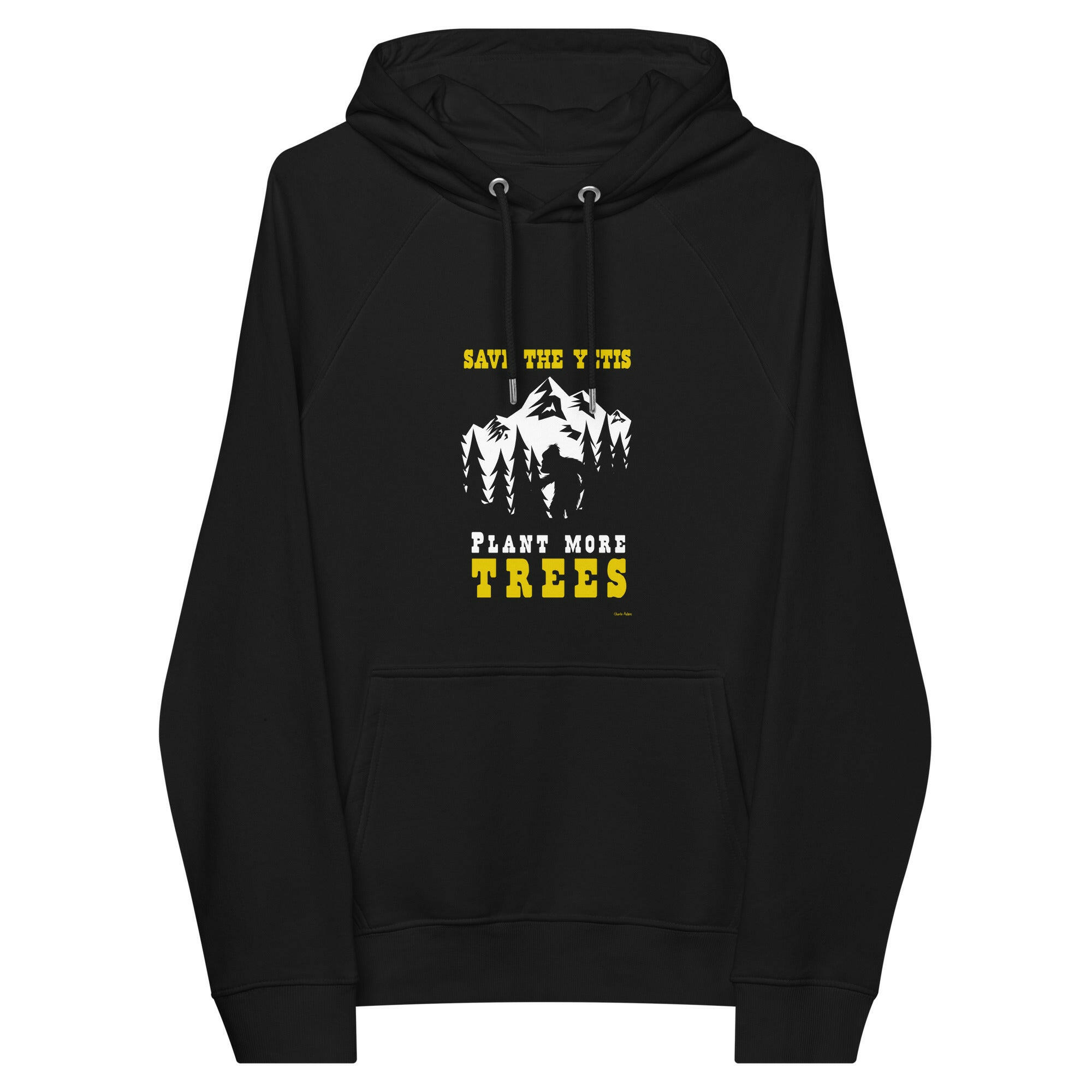 Sweat à capuche écologique Raglan unisexe Save the Yetis, Plant more Trees