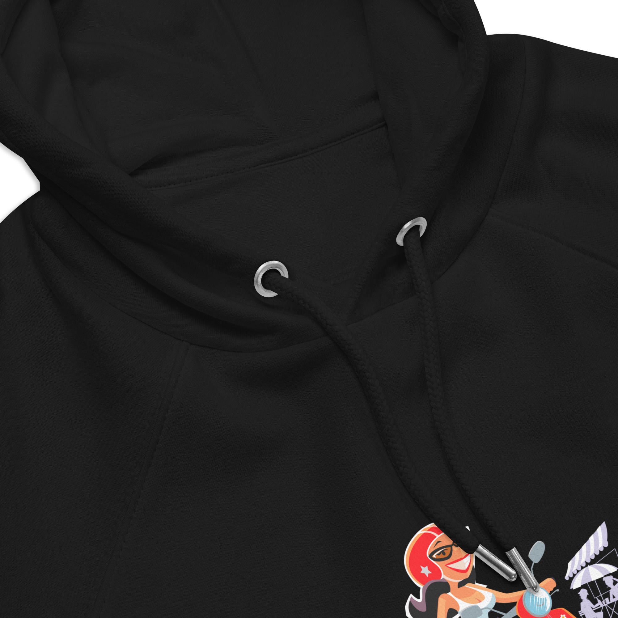 Sweat à capuche écologique Raglan unisexe Vespa Girl in St Tropez