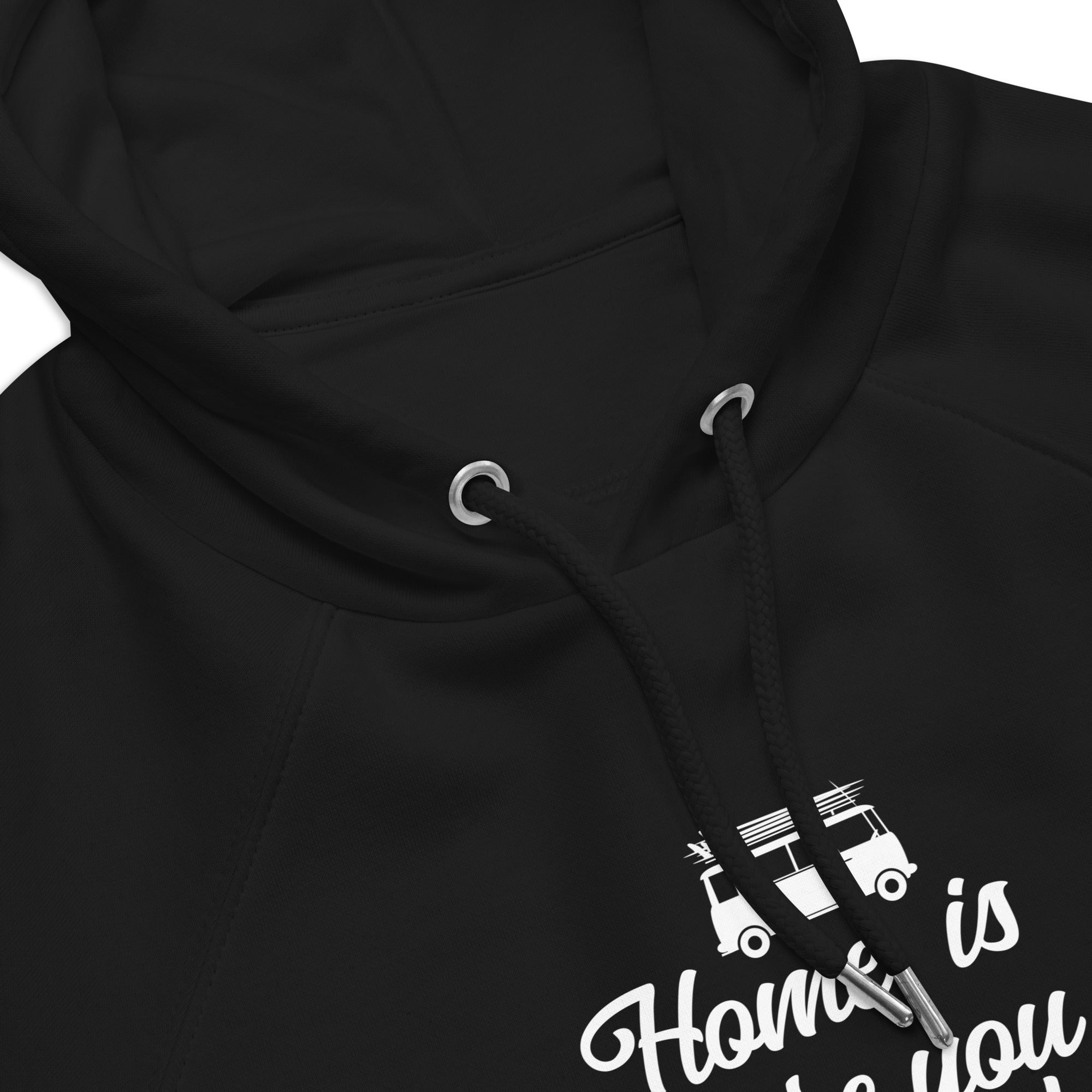 Unisex eco raglan hoodie White Surf Combi Home is where you park it