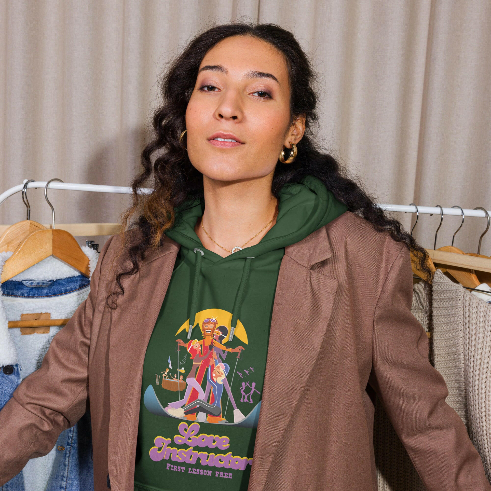 Sweat à capuche écologique Raglan unisexe Love Instructor First Lesson free