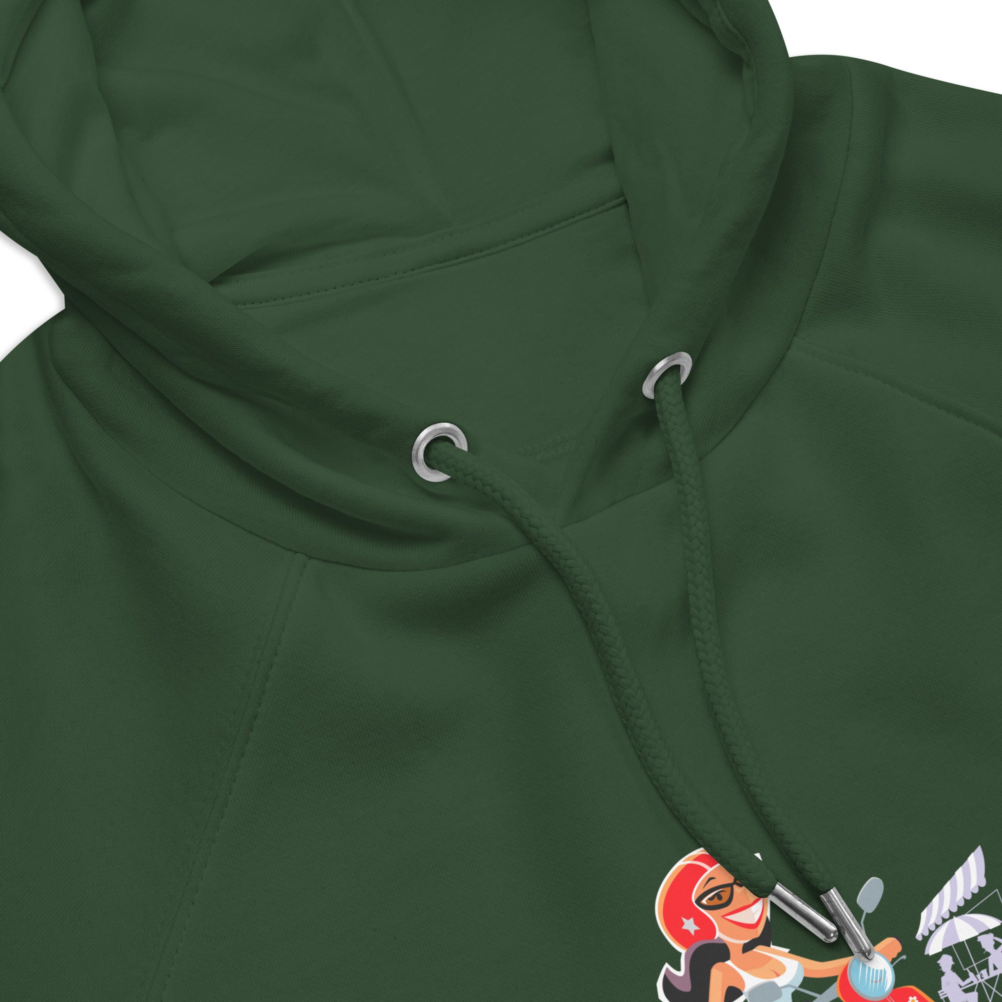 Sweat à capuche écologique Raglan unisexe Vespa Girl in St Tropez