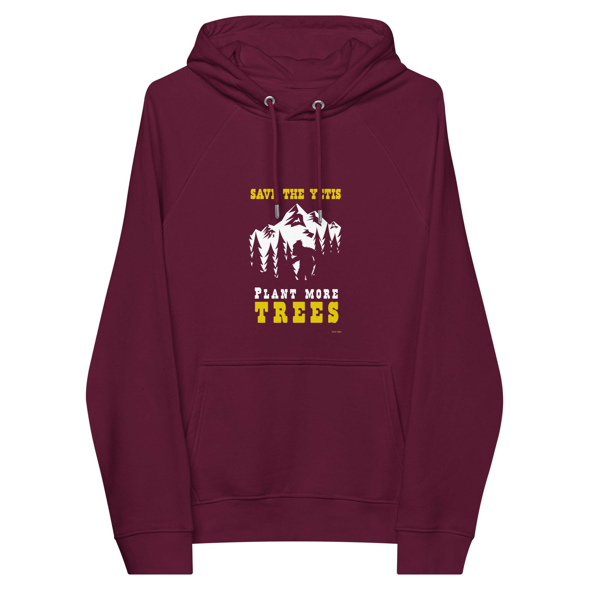 Sweat à capuche écologique Raglan unisexe Save the Yetis, Plant more Trees