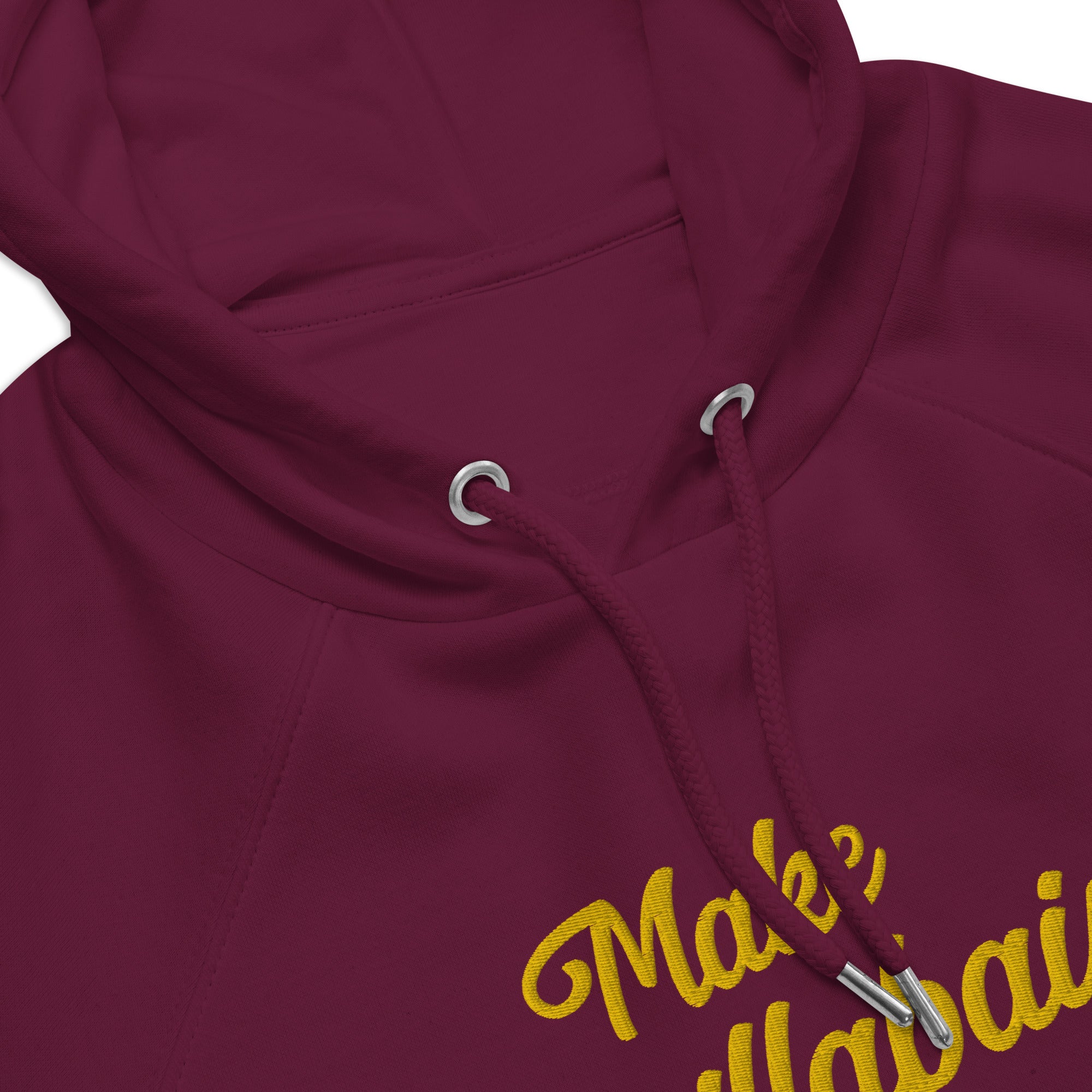 Sweat à capuche écologique Raglan unisexe Make Bouillabaisse Not War grand motif brodé gold