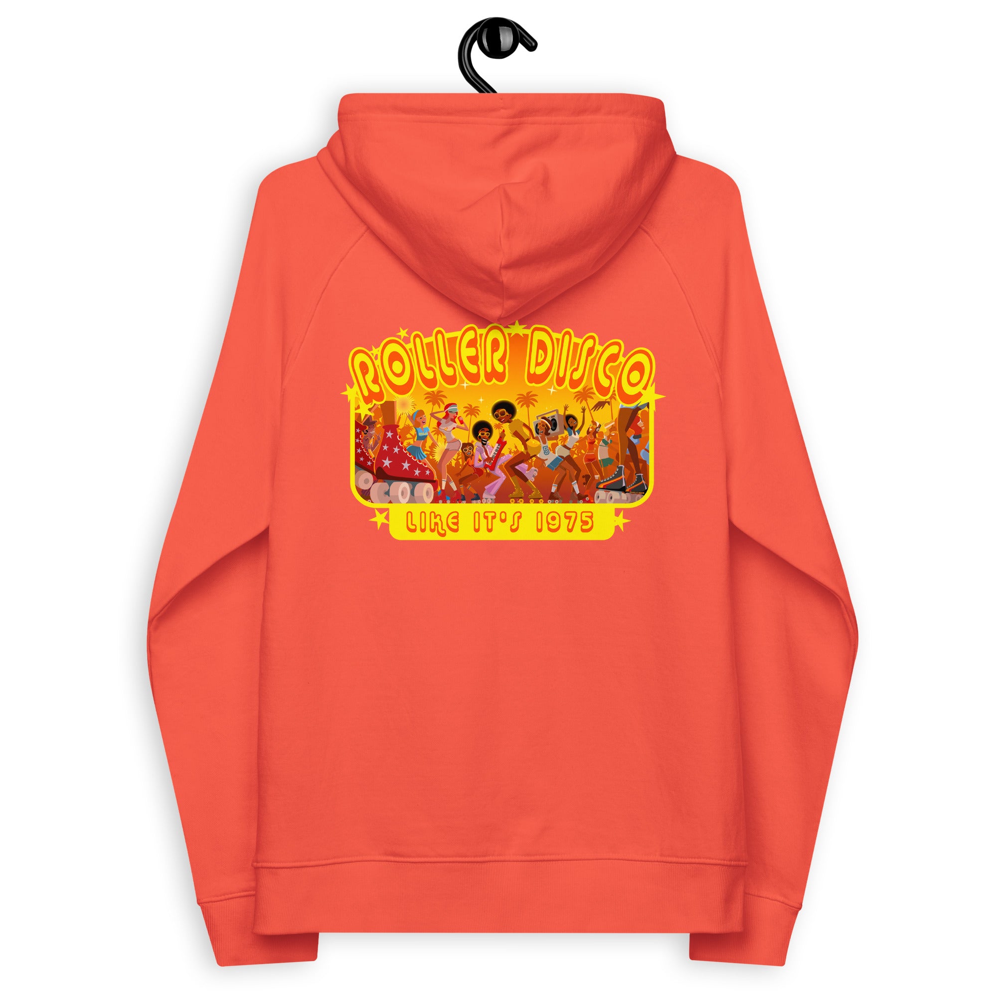 Sweat à capuche écologique Raglan unisexe Roller Disco (face & dos)