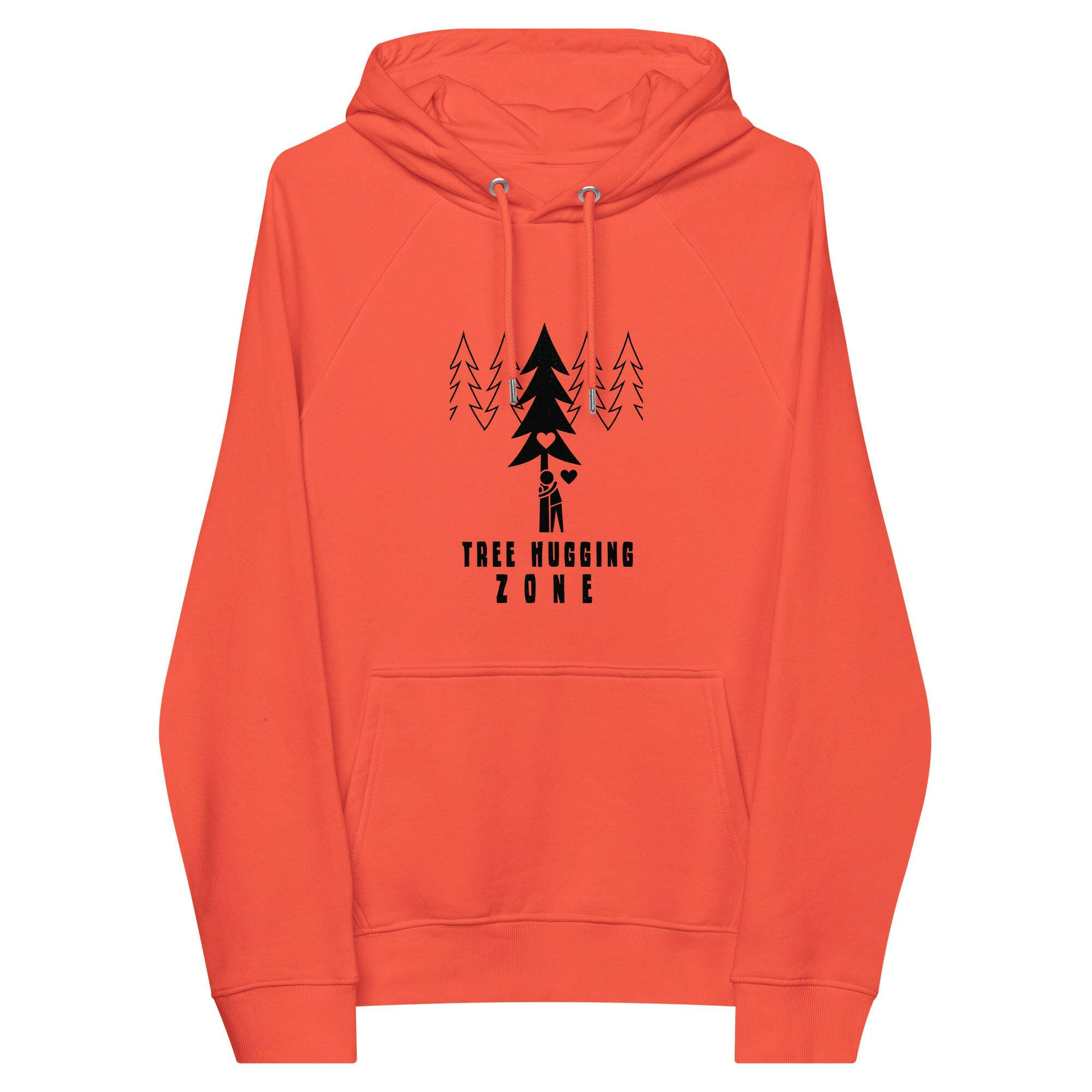 Sweat à capuche écologique Raglan unisexe Tree hugging zone sur fond clair