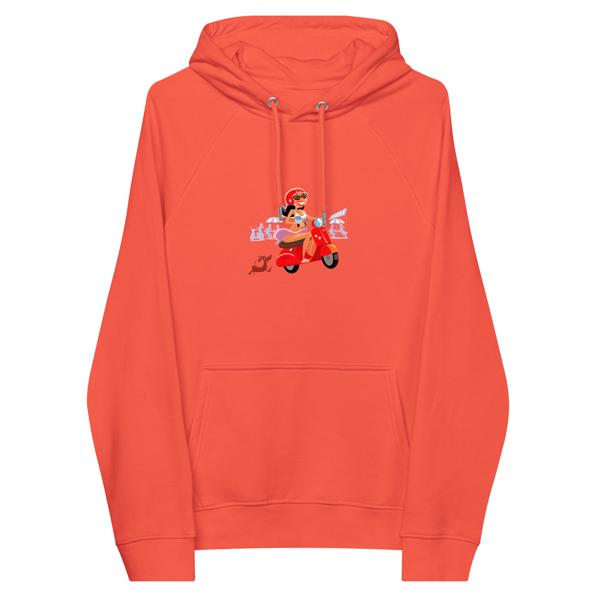 Sweat à capuche écologique Raglan unisexe Vespa Girl in St Tropez