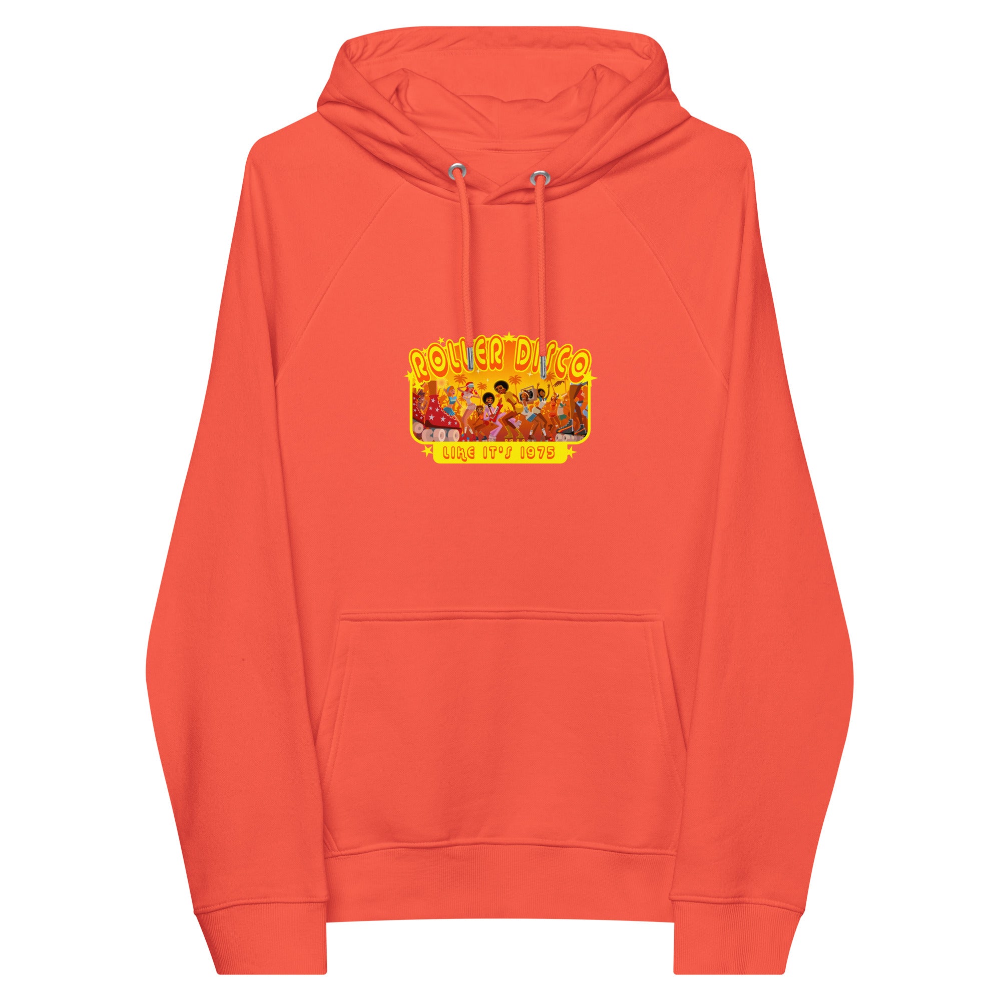 Sweat à capuche écologique Raglan unisexe Roller Disco (face & dos)