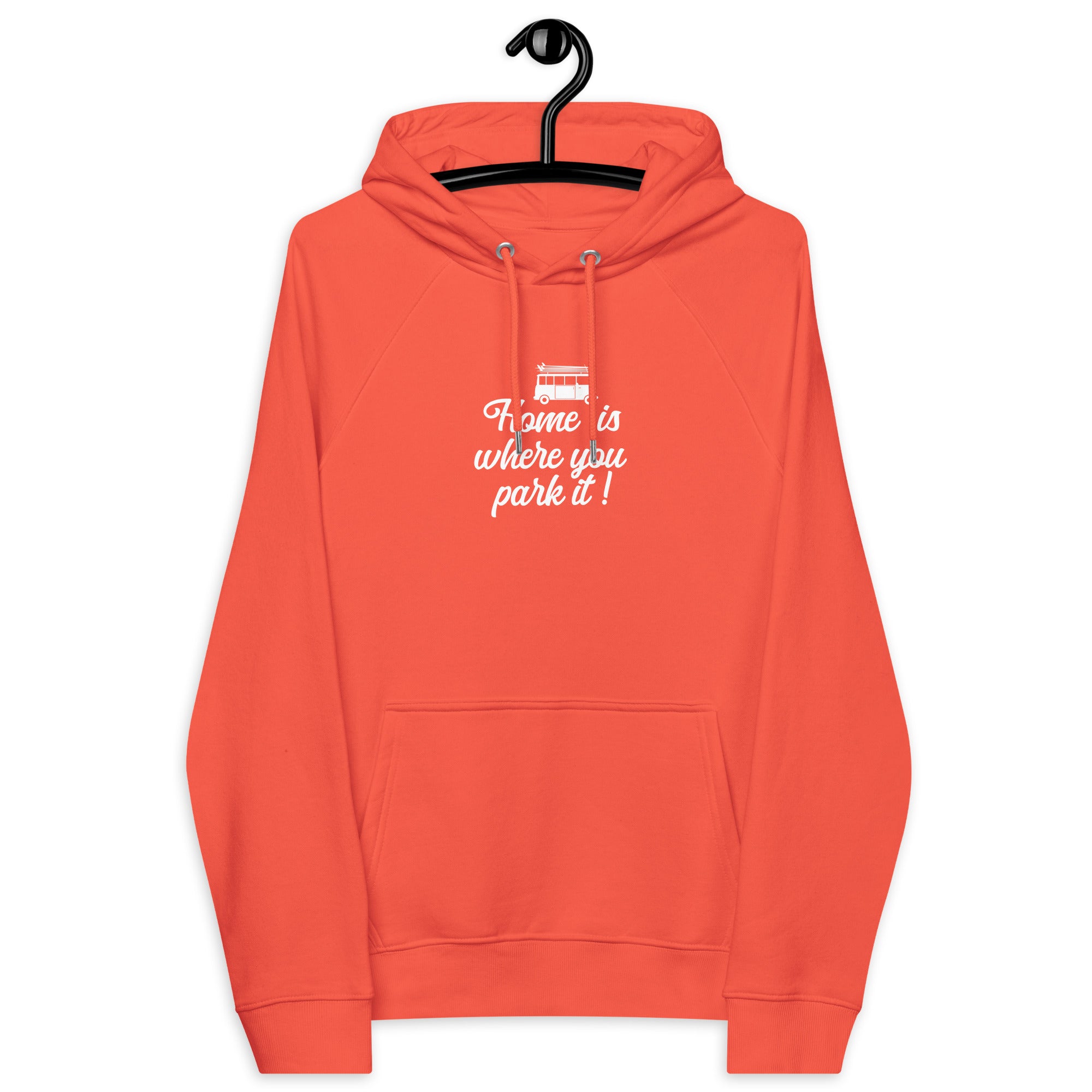 Unisex eco raglan hoodie White Surf Combi Home is where you park it