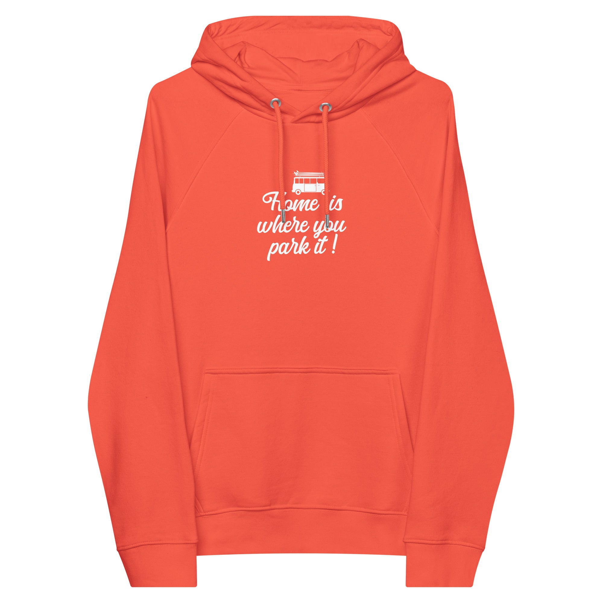 Unisex eco raglan hoodie White Surf Combi Home is where you park it