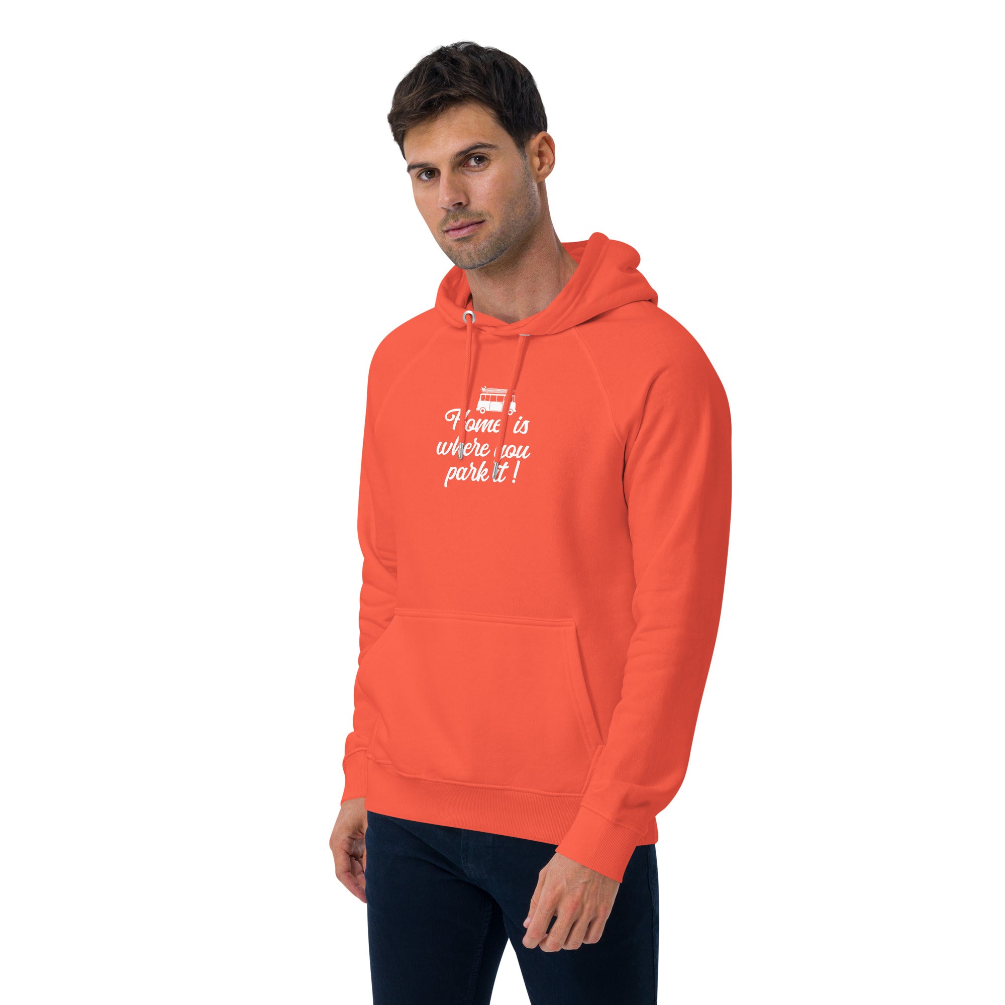 Unisex eco raglan hoodie White Surf Combi Home is where you park it
