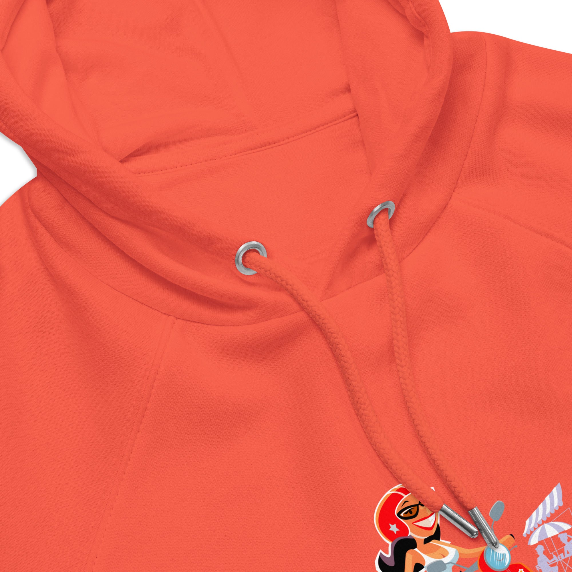 Sweat à capuche écologique Raglan unisexe Vespa Girl in St Tropez