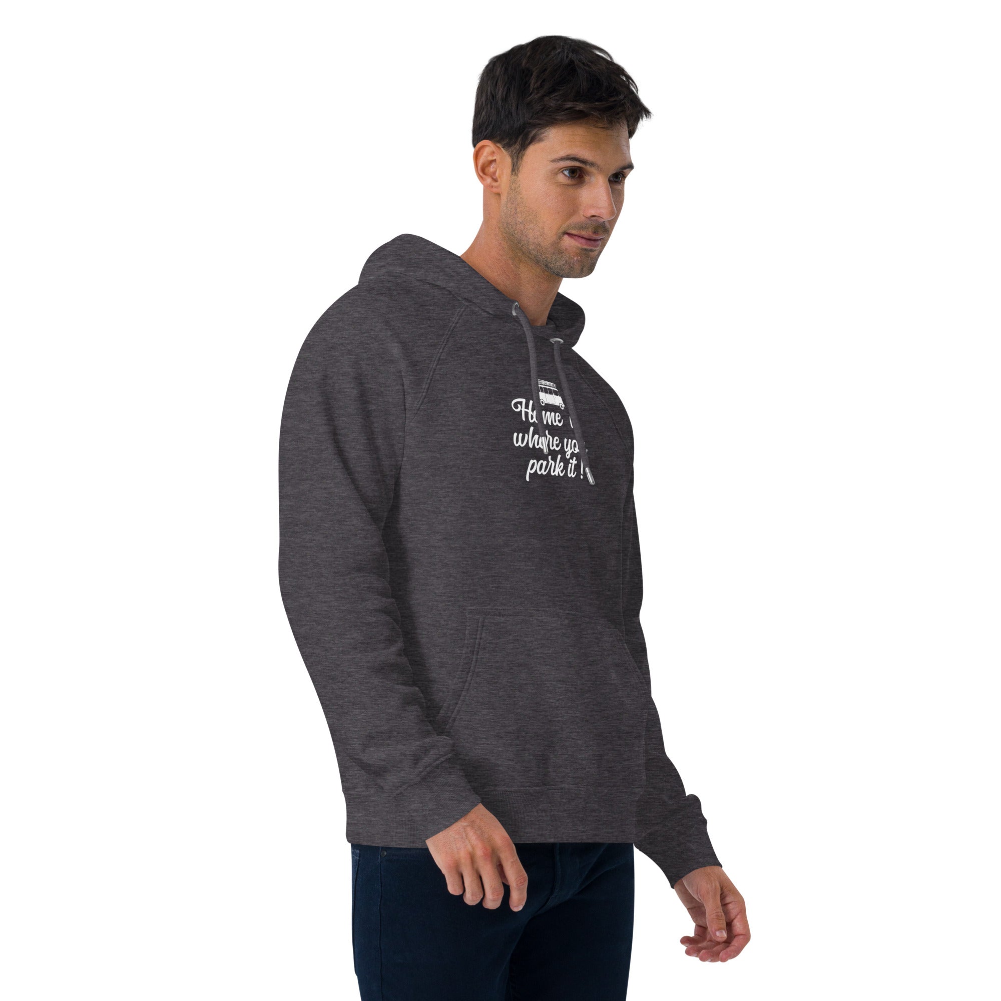 Unisex eco raglan hoodie White Surf Combi Home is where you park it