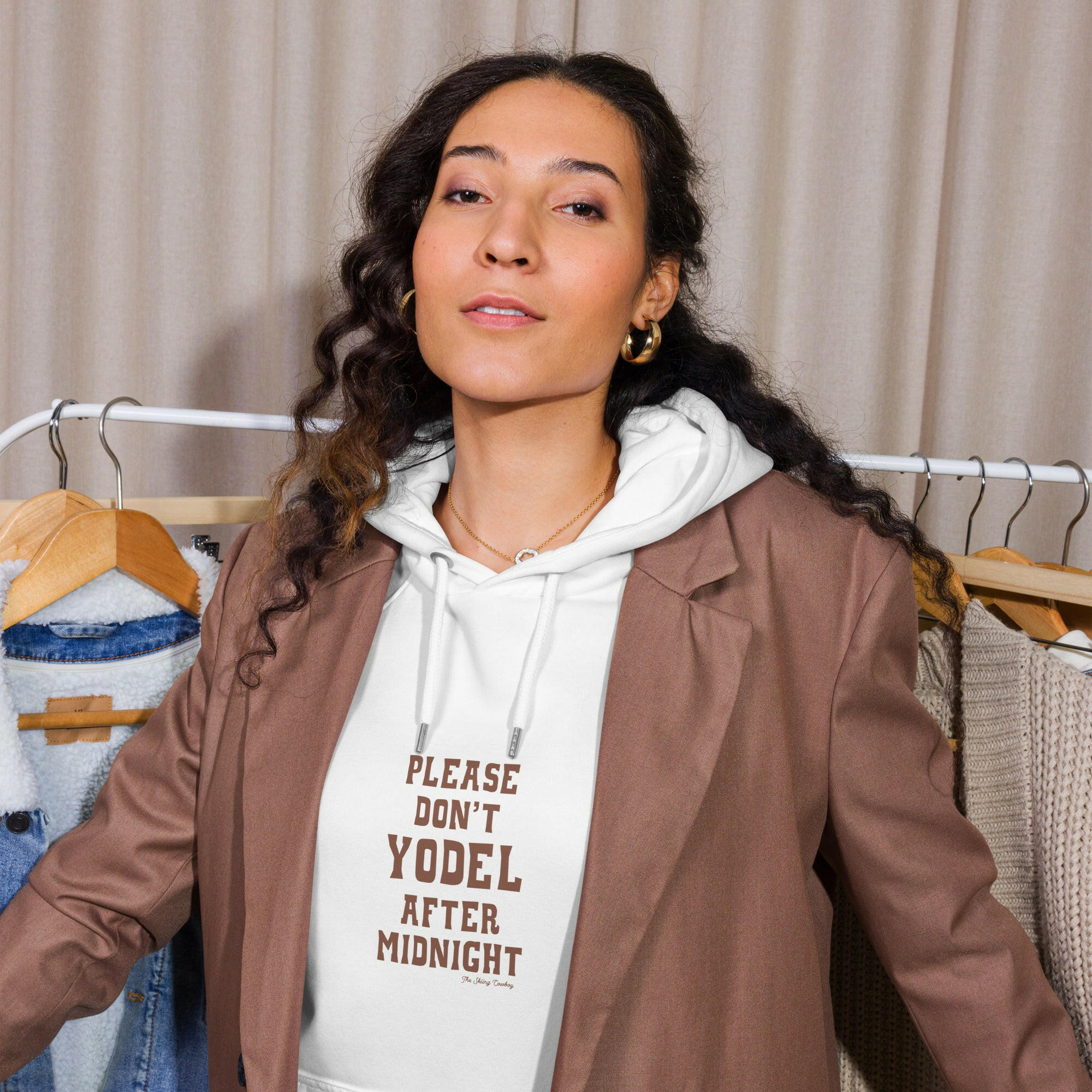 Unisex eco raglan hoodie Don't Yodel After Midnight