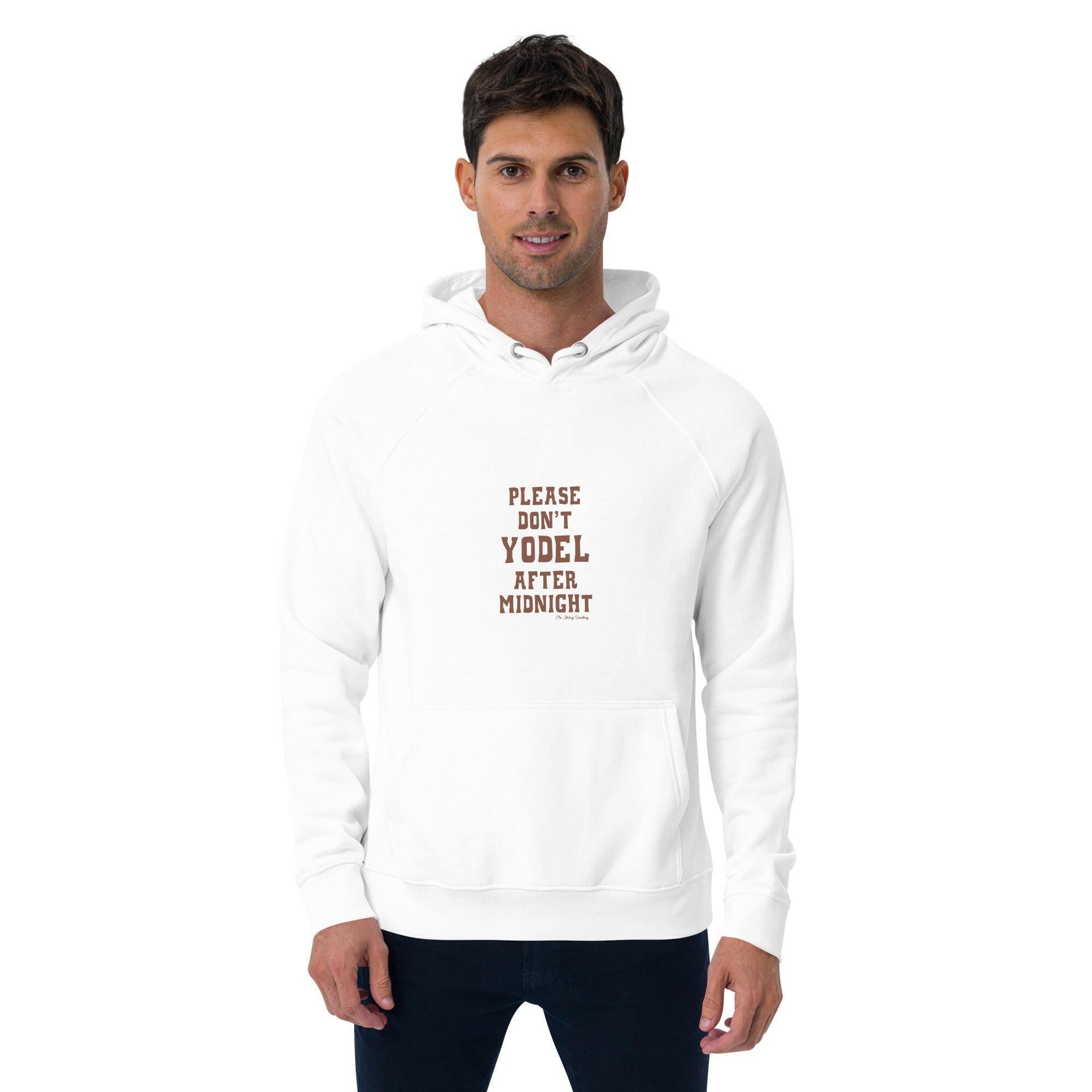 Unisex eco raglan hoodie Don't Yodel After Midnight