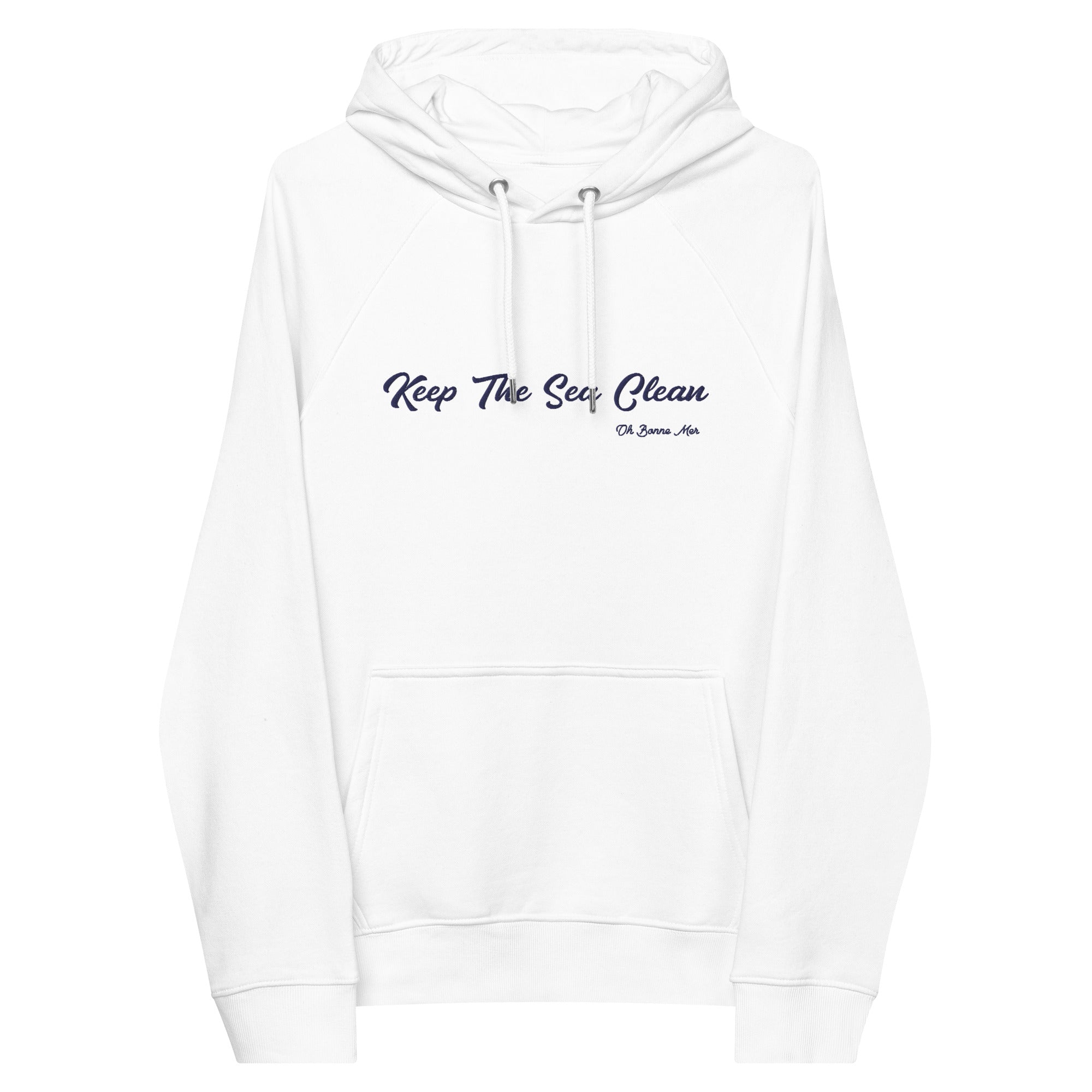 Sweat à capuche écologique Raglan unisexe Keep The Sea Clean grand motif brodé navy
