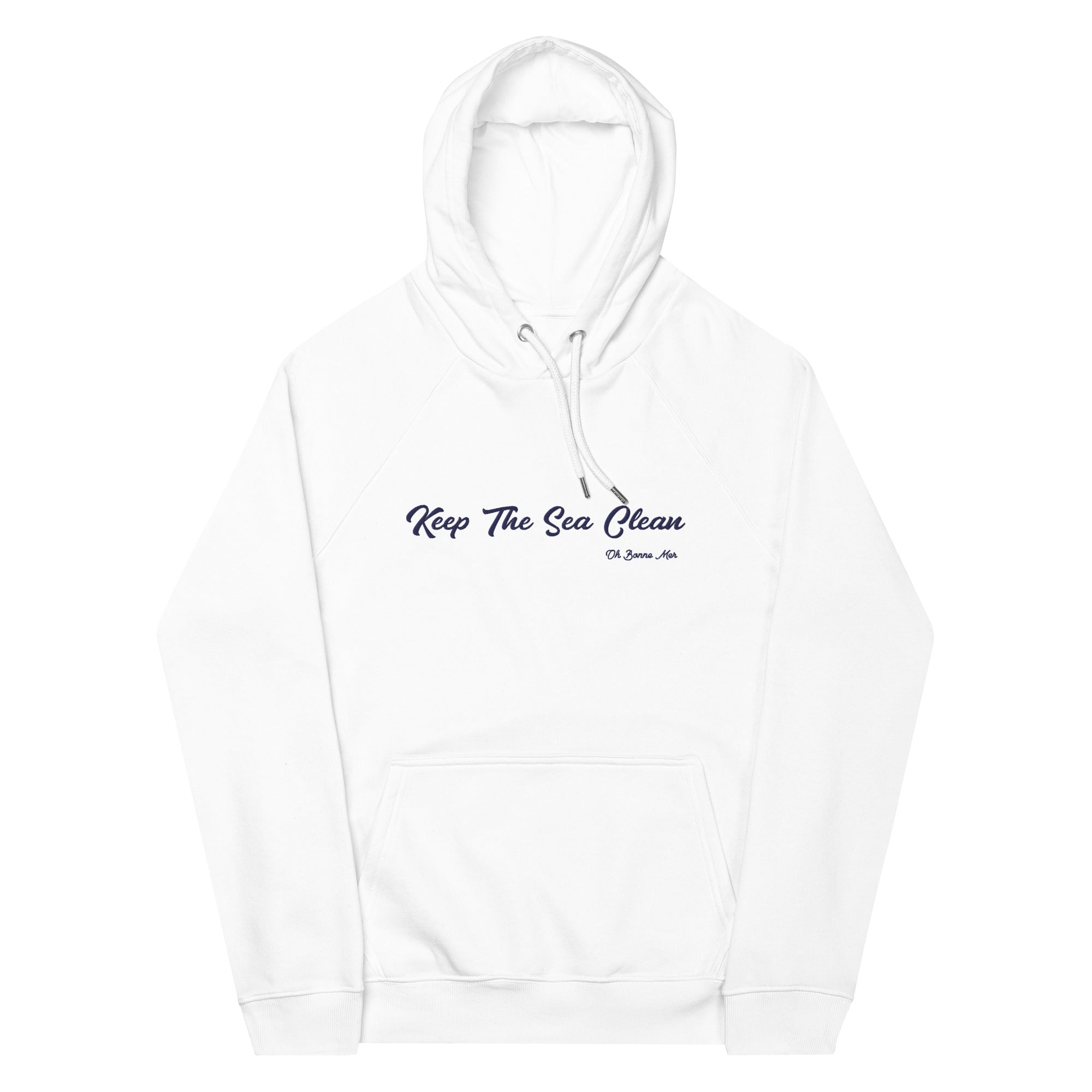 Sweat à capuche écologique Raglan unisexe Keep The Sea Clean grand motif brodé navy