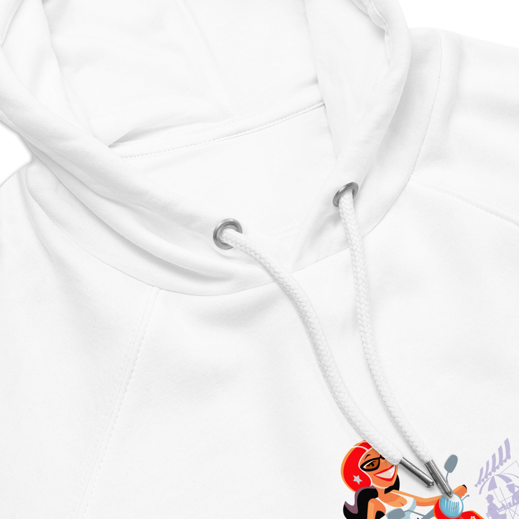 Sweat à capuche écologique Raglan unisexe Vespa Girl in St Tropez