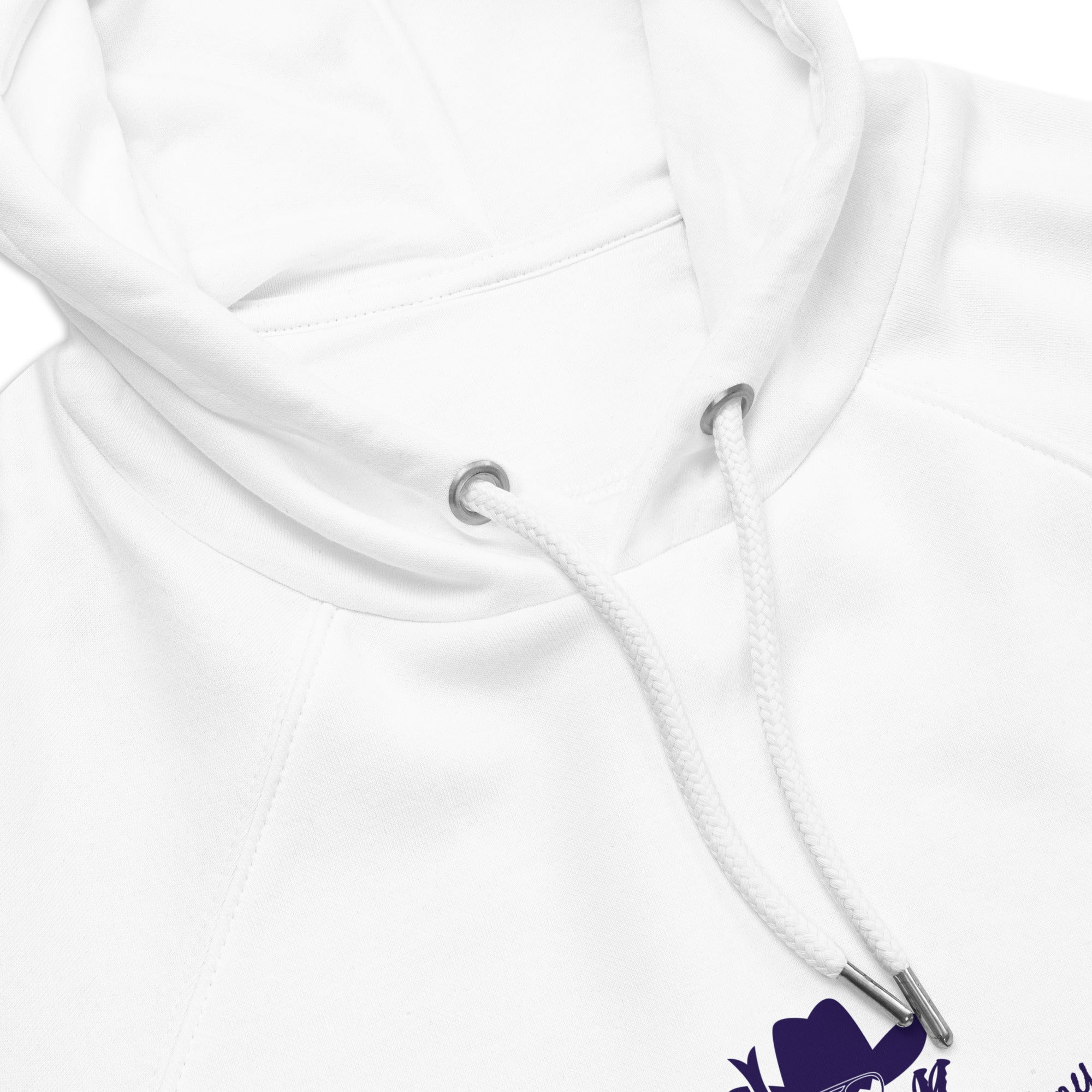 Unisex eco raglan hoodie The Skiing Cowboy Duel Silhouette (front & back)