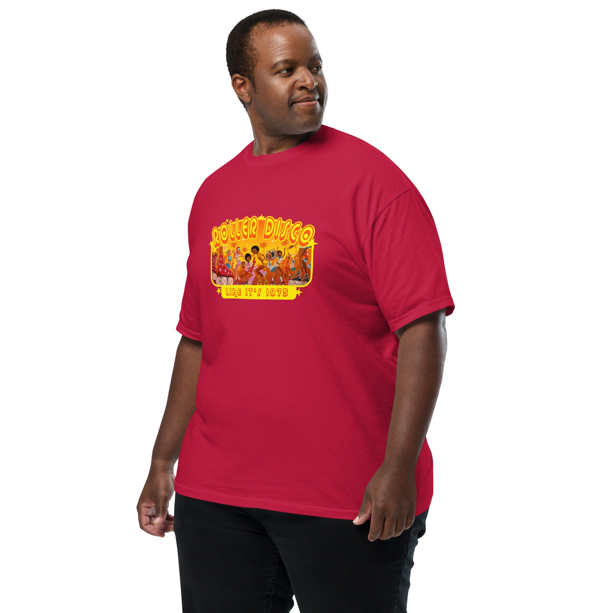 T-shirt teinté lourd unisexe Roller Disco sur rouges