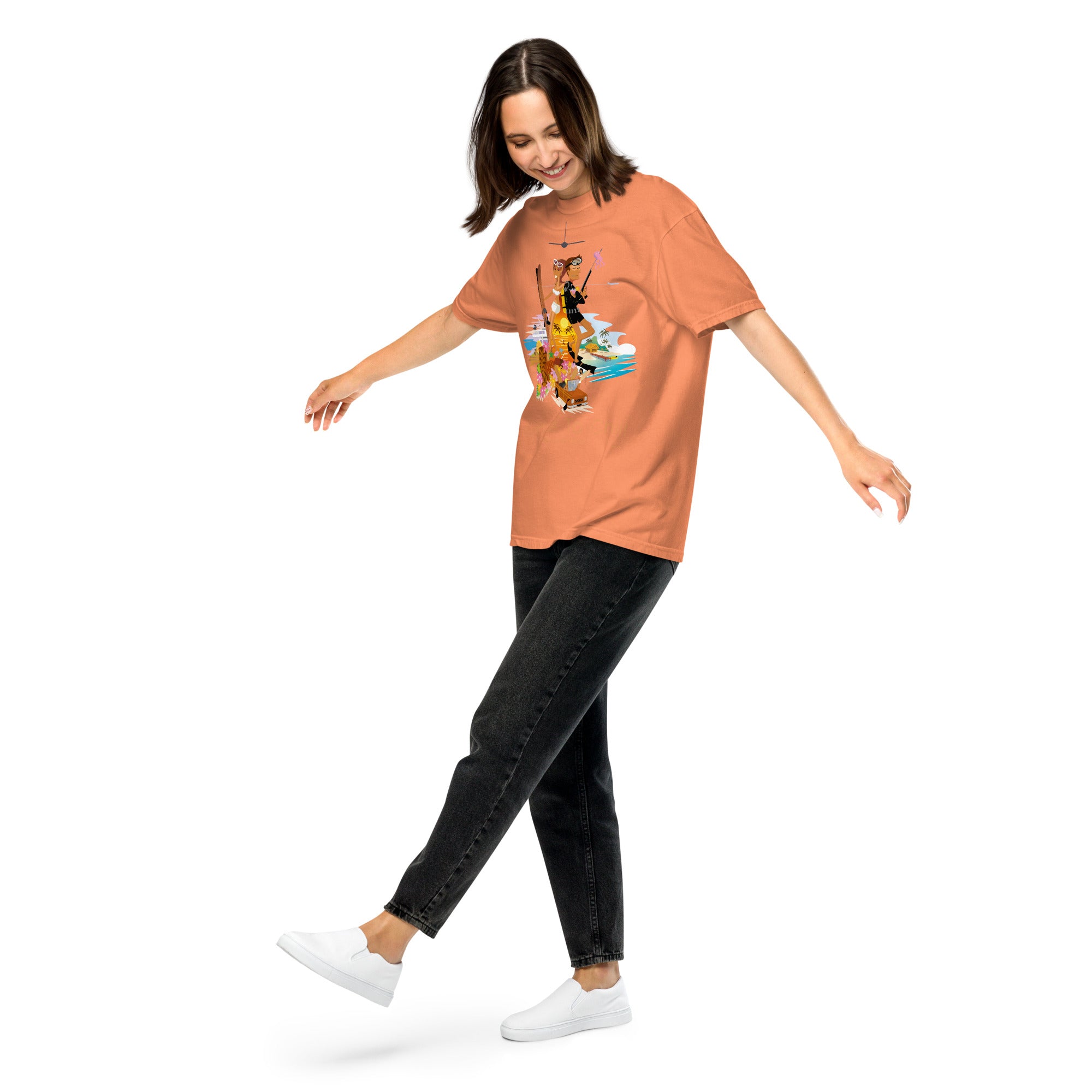 Unisex garment-dyed heavyweight t-shirt License to Chill Vamos a la Playa on dark colors