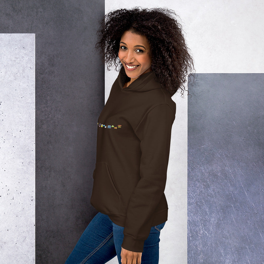 Sweat à capuche d'hiver unisexe Vintage Cars Traffic Jam sur couleurs foncées