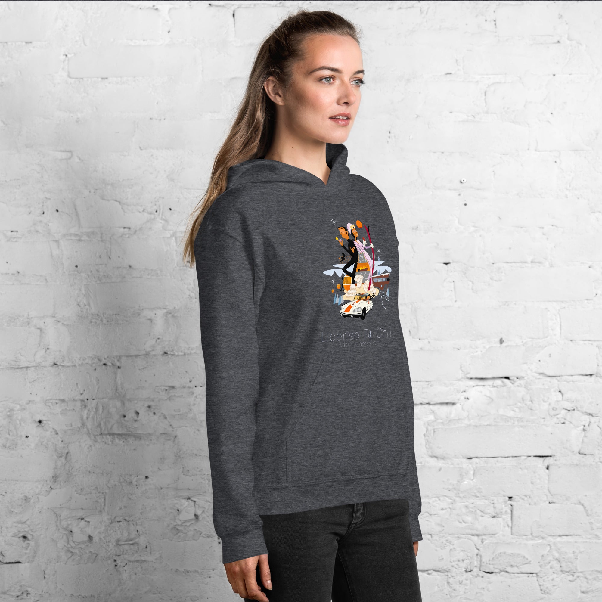 Sweat à capuche d'hiver unisexe License To Chill Mission Après-Ski sur couleurs foncées