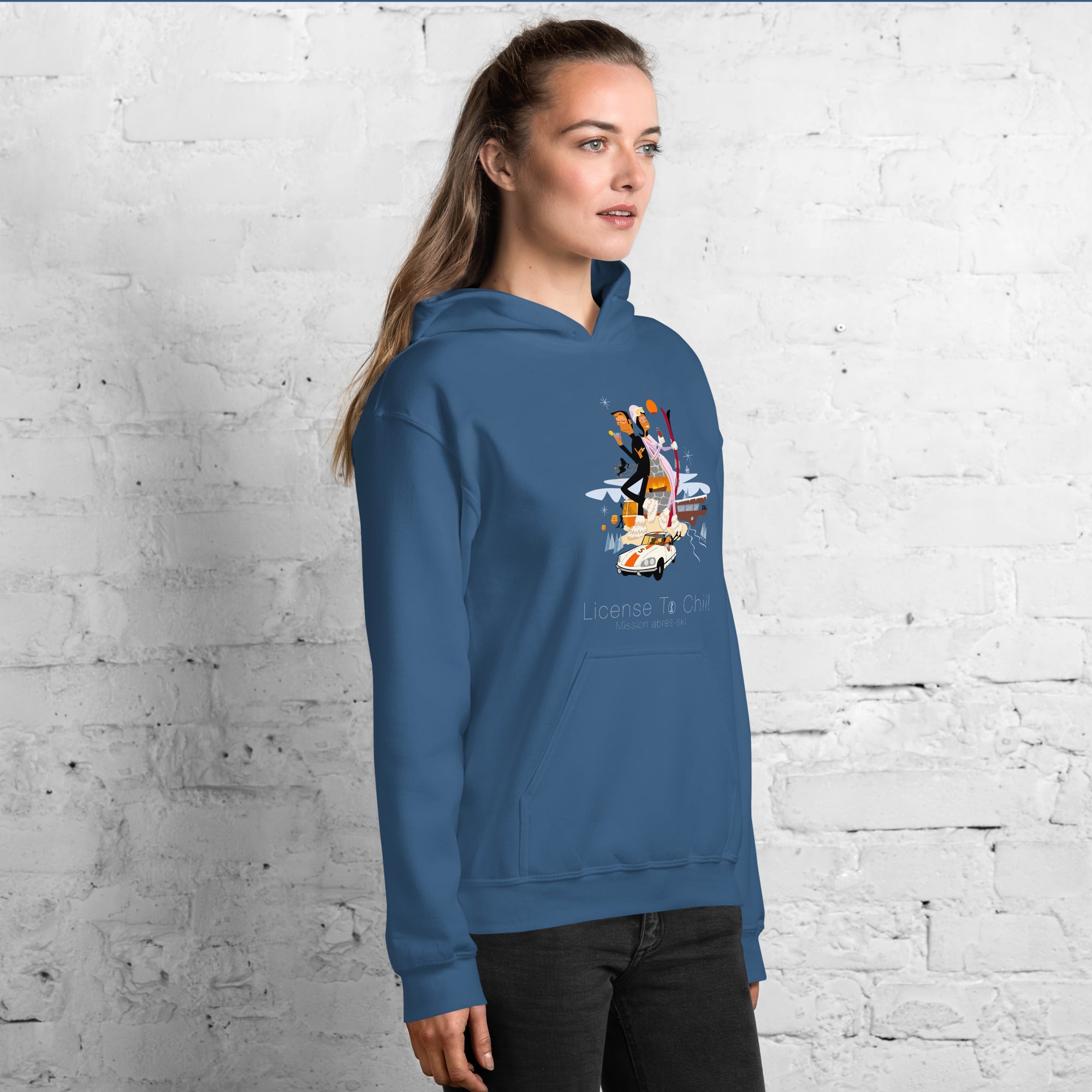 Sweat à capuche d'hiver unisexe License To Chill Mission Après-Ski sur couleurs foncées