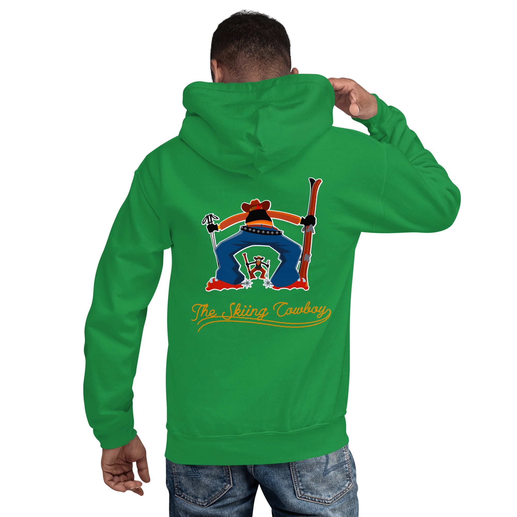 Unisex Hoodie Skiing Duel Outline on bright colors (front & back)