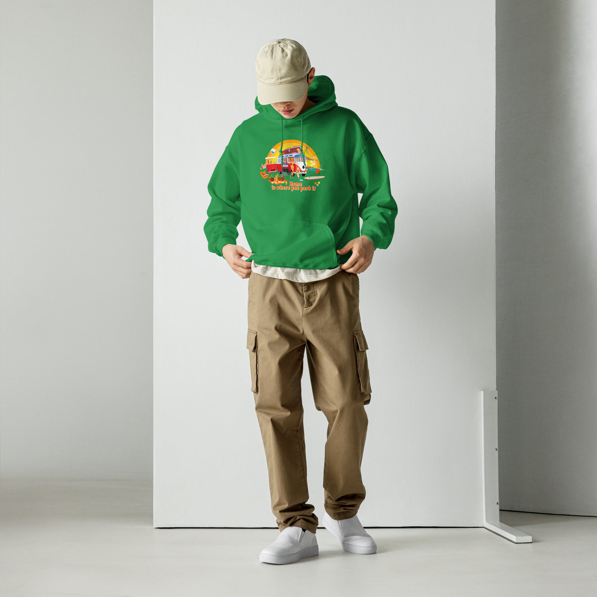 Unisex Hoodie Ultra Combi: Home is where you park it on bright colors