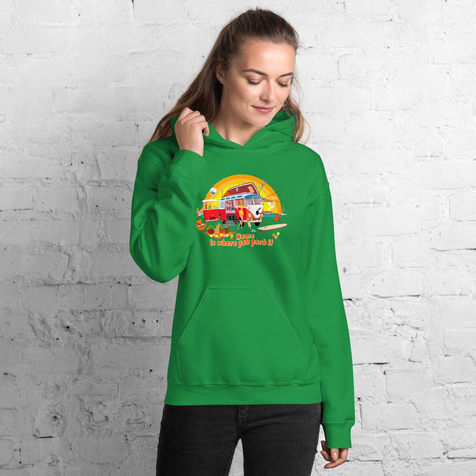 Unisex Hoodie Ultra Combi: Home is where you park it on bright colors
