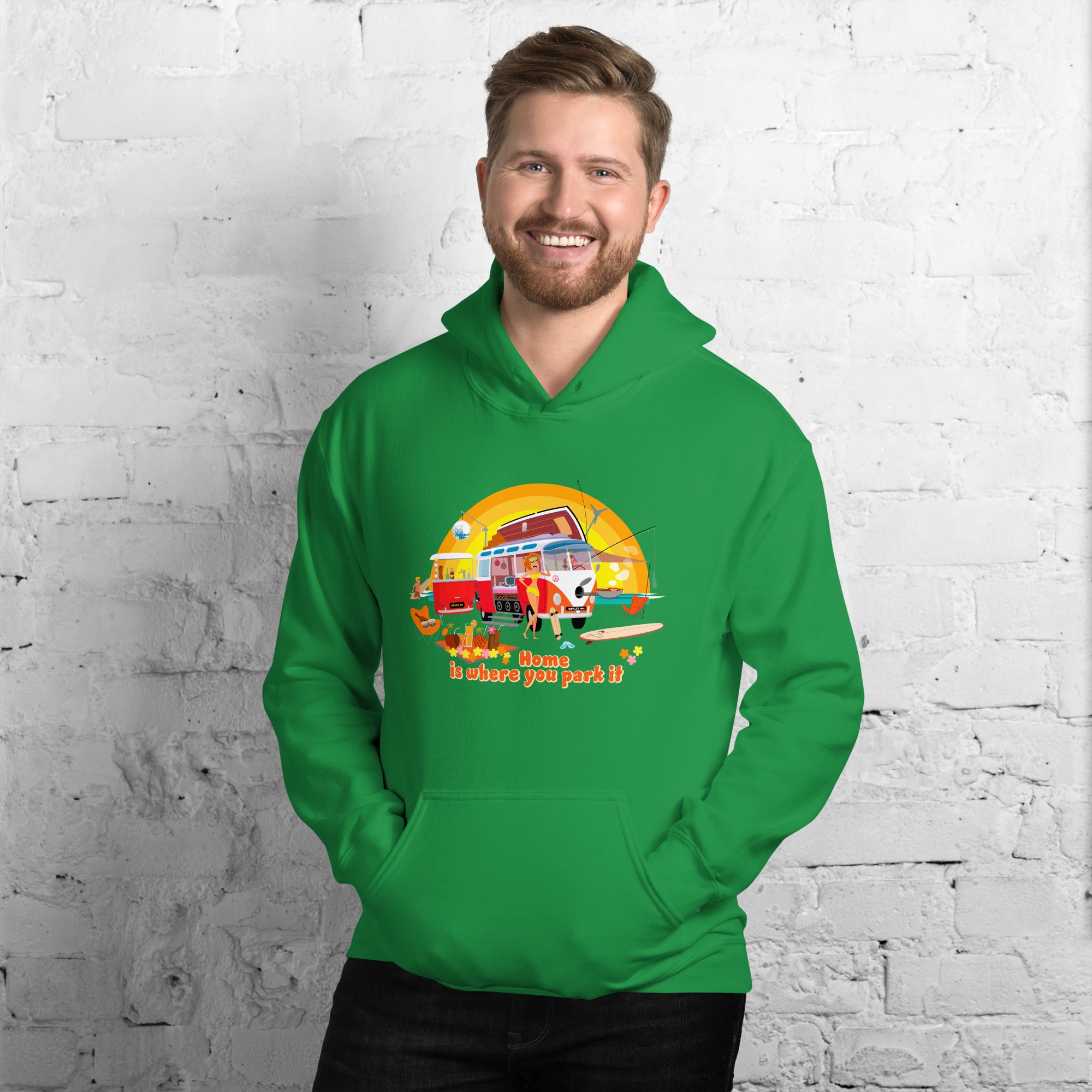 Unisex Hoodie Ultra Combi: Home is where you park it on bright colors