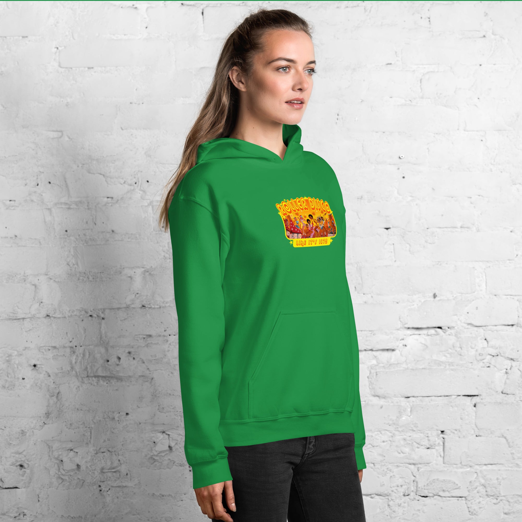 Sweat à capuche d'hiver unisexe Roller Disco 1975 sur couleurs vives