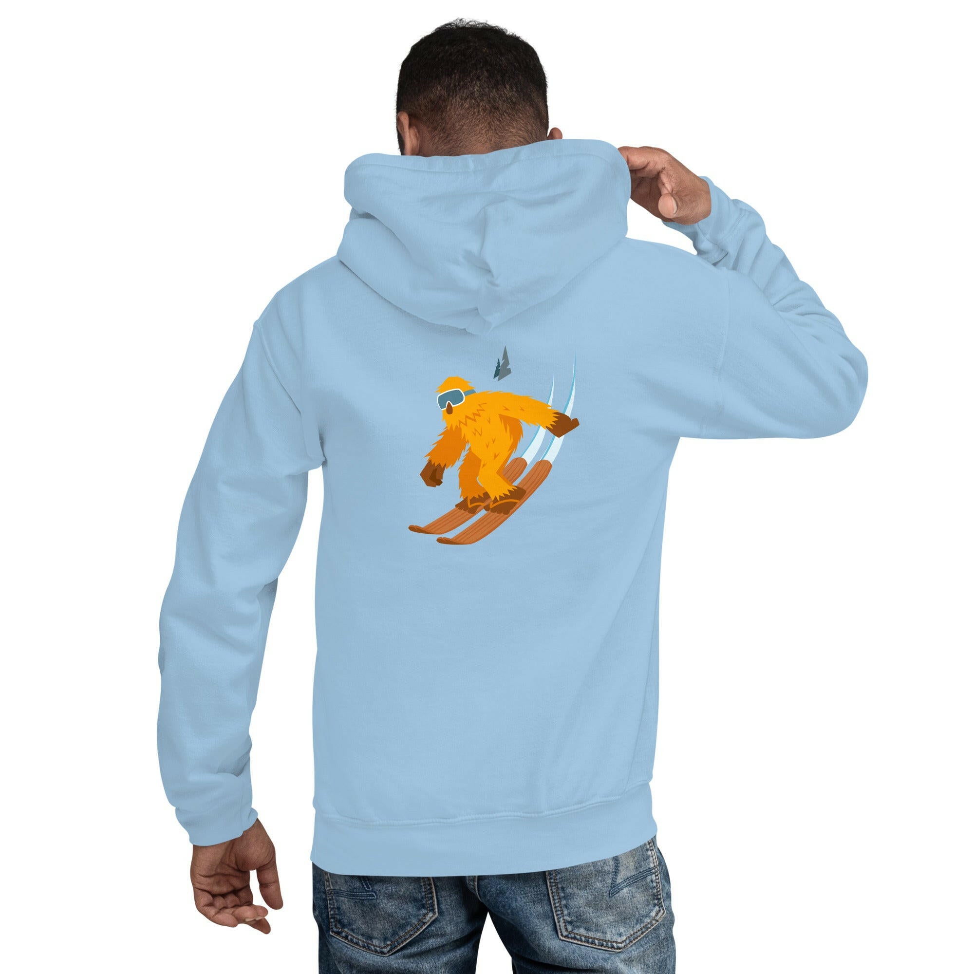 Unisex Hoodie Which skier are you? "The Thing" Yeti Skier on light colors (front & back)