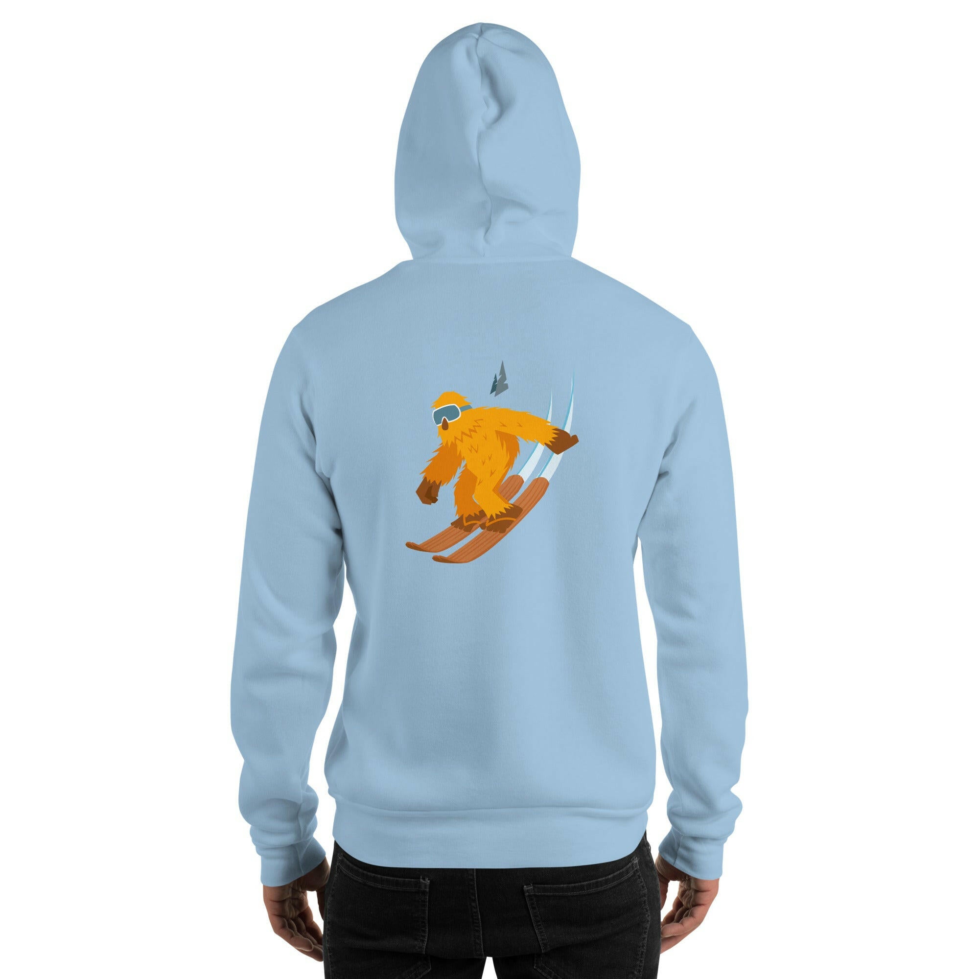 Unisex Hoodie Which skier are you? "The Thing" Yeti Skier on light colors (front & back)