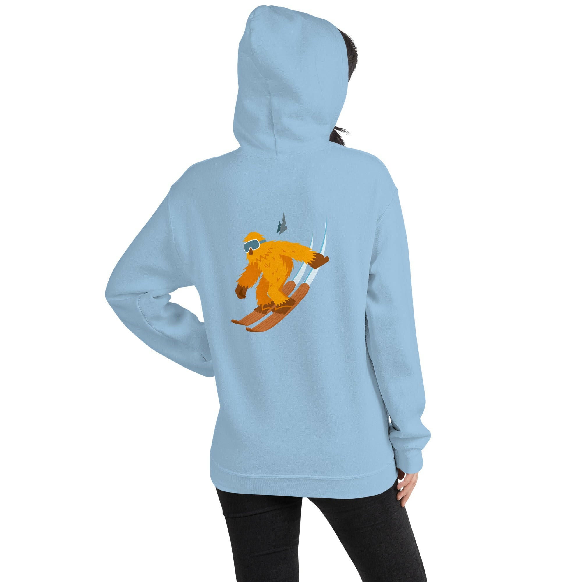 Unisex Hoodie Which skier are you? "The Thing" Yeti Skier on light colors (front & back)