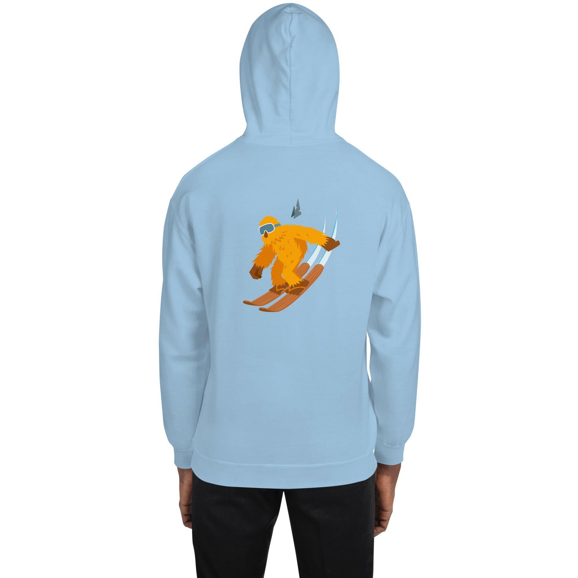 Unisex Hoodie Which skier are you? "The Thing" Yeti Skier on light colors (front & back)