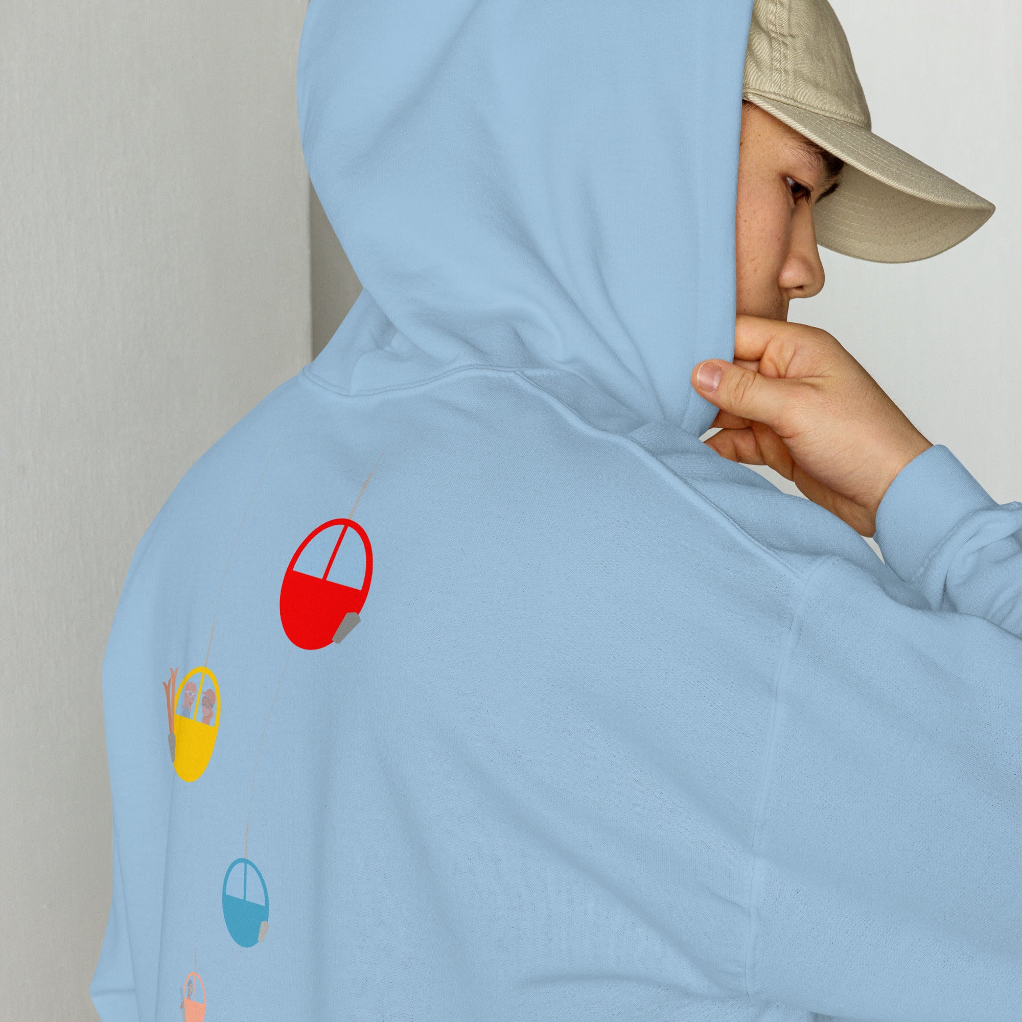 Sweat à capuche d'hiver unisexe Gondolas in the mist (face & dos)