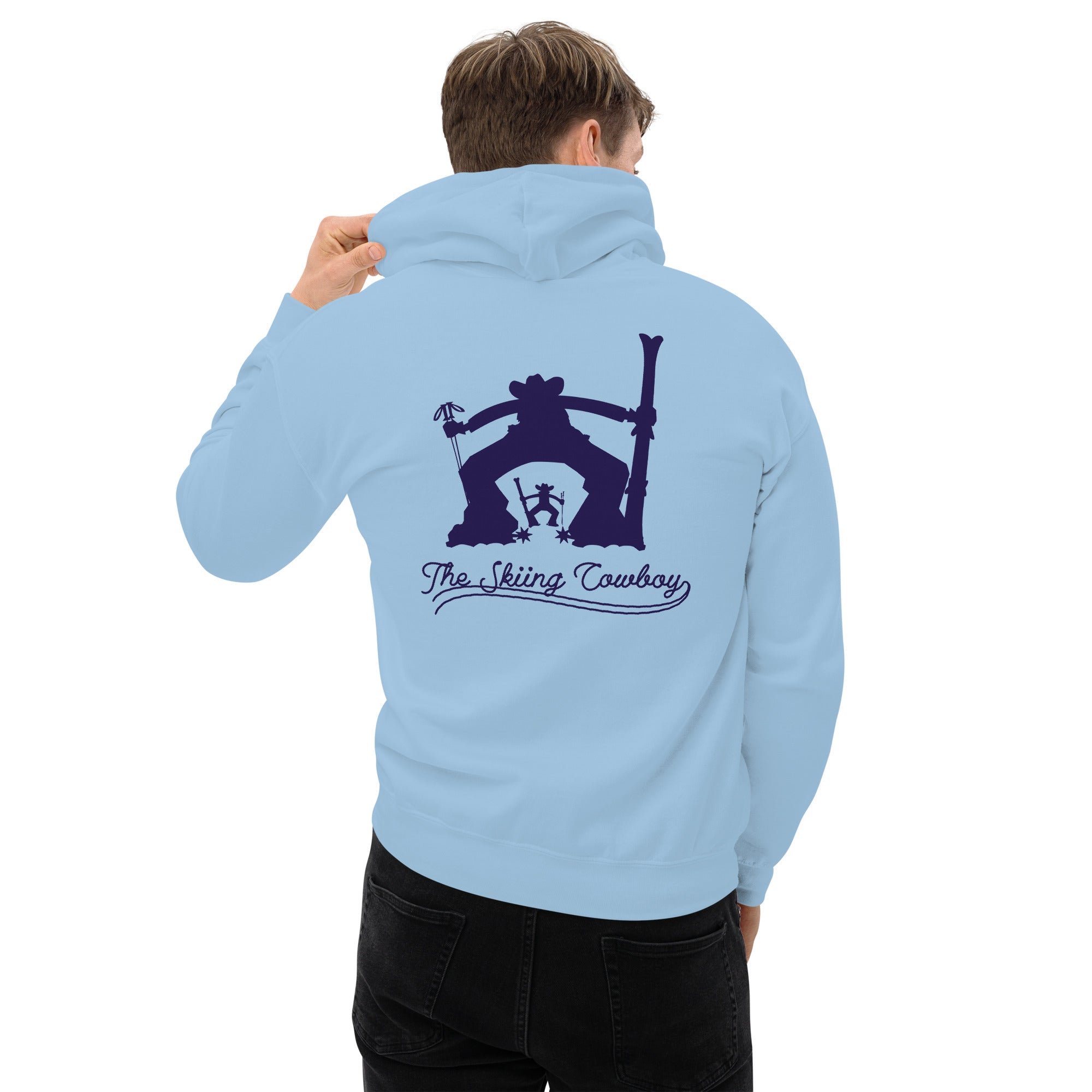 Unisex Hoodie The Skiing Cowboy Duel Silhouette (front & back)