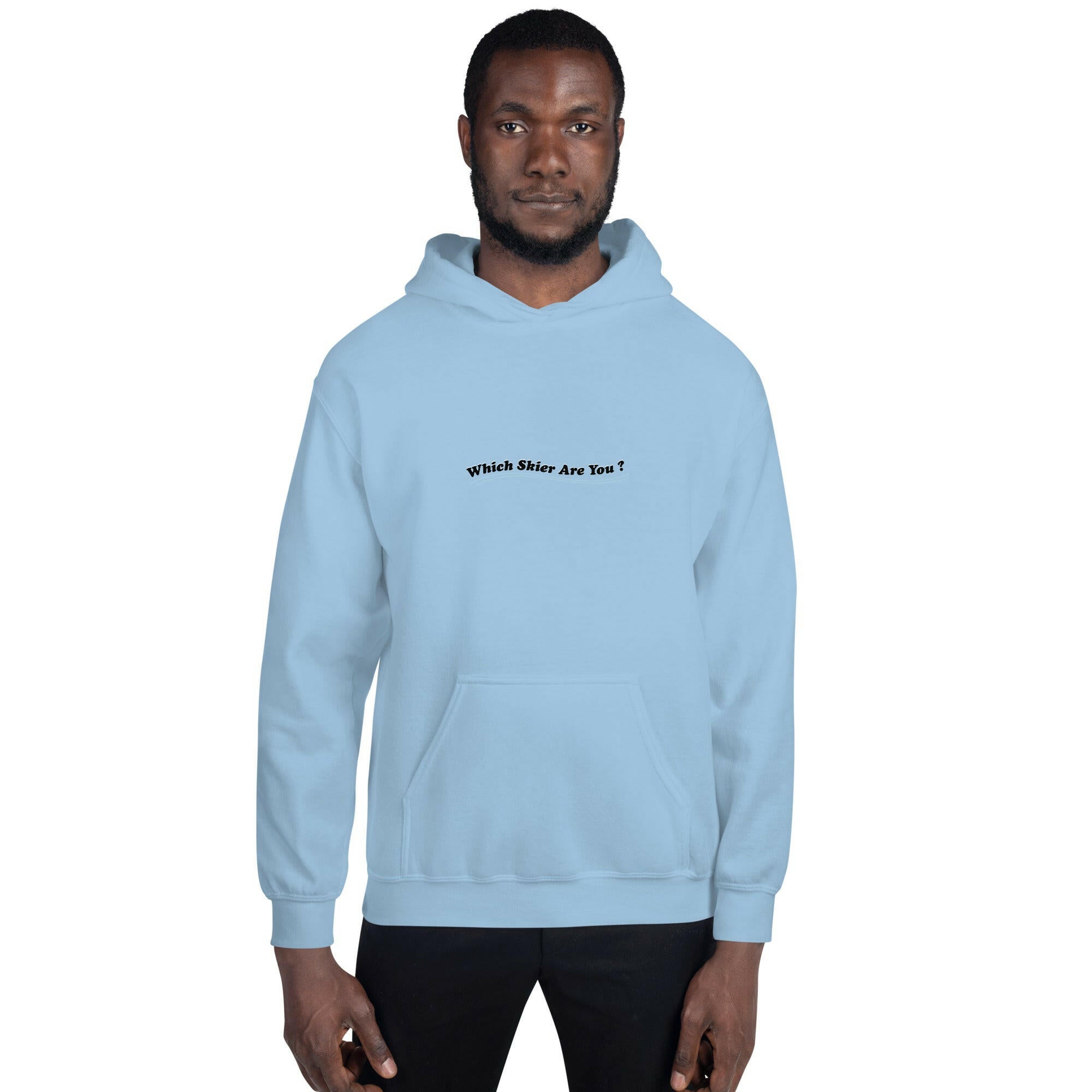 Unisex Hoodie Which skier are you? "The Thing" Yeti Skier on light colors (front & back)