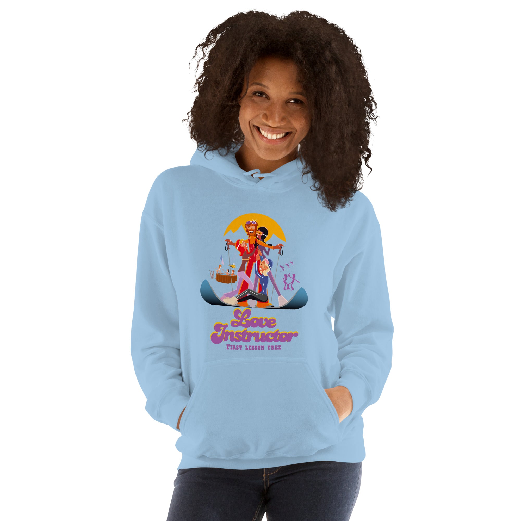 Sweat à capuche d'hiver unisexe Love Instructor First Lesson free sur couleurs claires