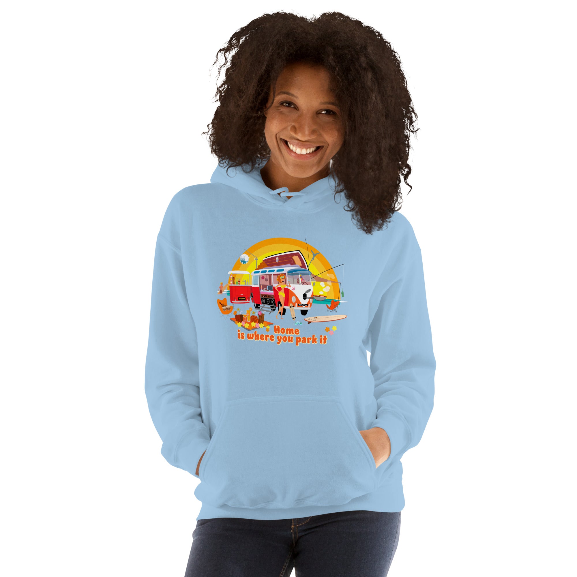 Unisex Hoodie Ultra Combi: Home is where you park it on bright colors
